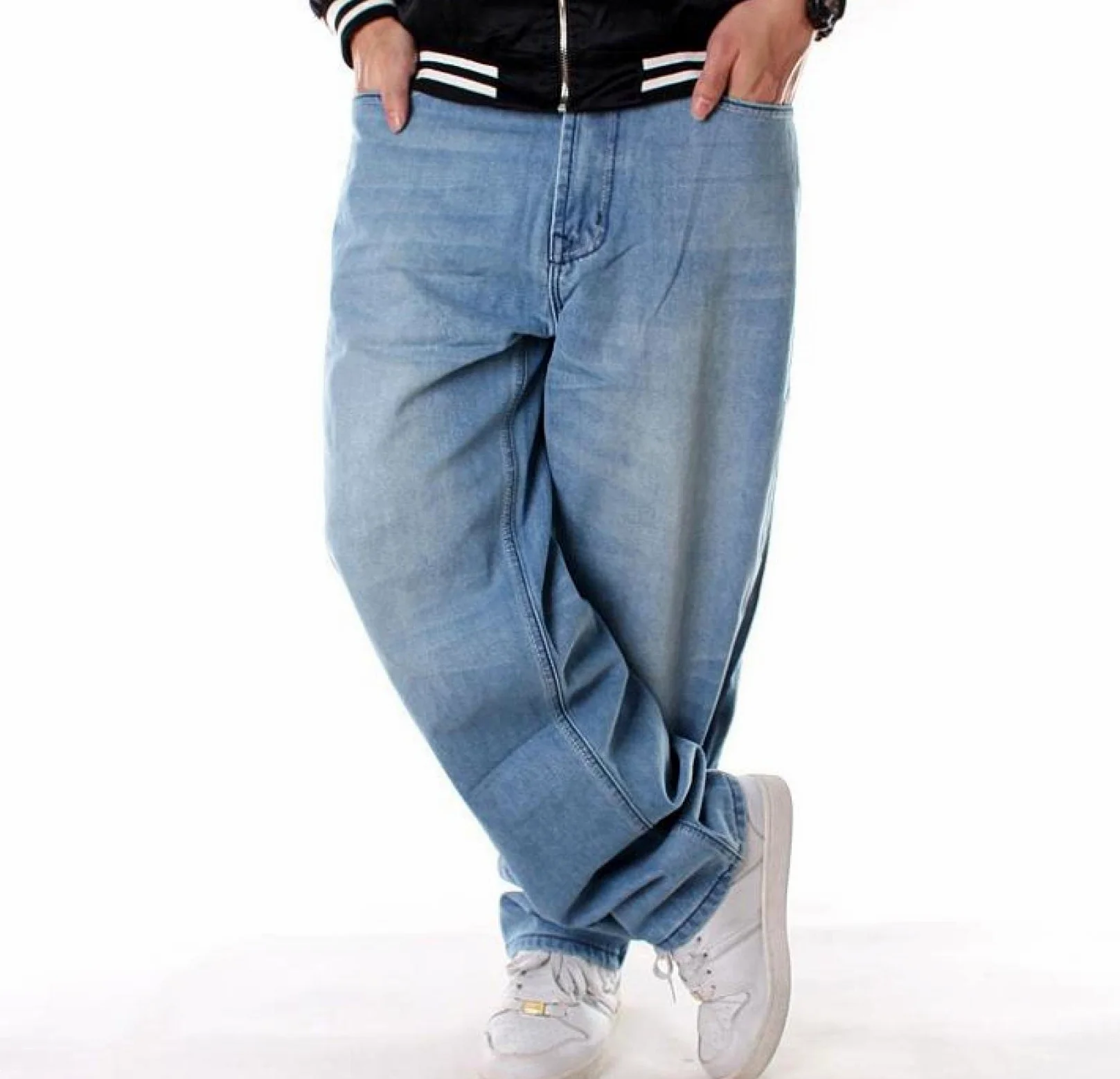 Dżinsy męskie spodnie na co dzień luźne plus size męskie dżinsy workowate spodnie na deskorolkę hiphop mężczyźni chłopcy wiele kieszeni denim hip hop rapy spodnie cztery pory roku