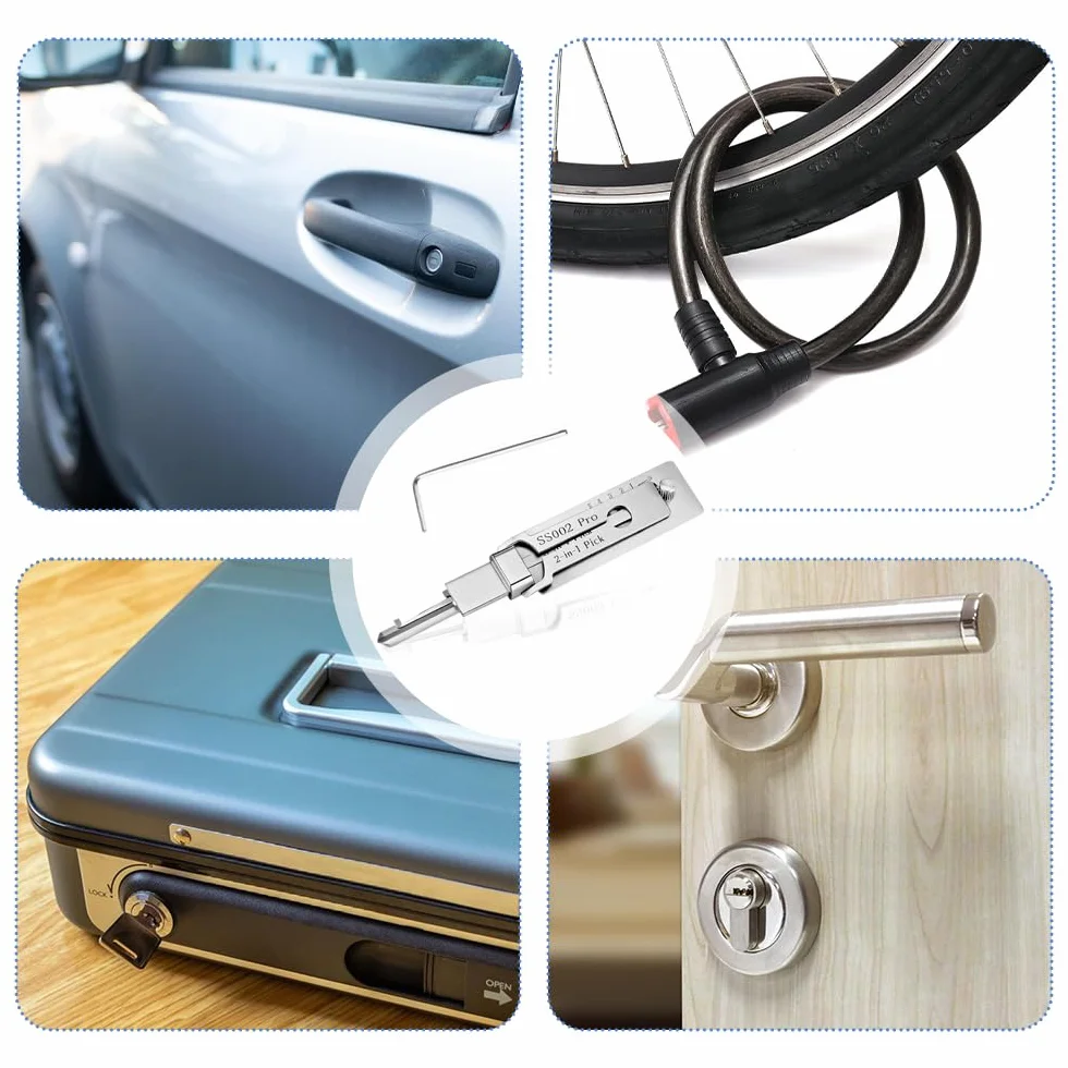 Zestaw 2 w 1 SS002 Pro Dietrich-Set dla S-Rillenschlösser Edelstahl-Schlüsseldecoder & Dietrichwerkzeug, Kompatibel mit Auto/Hausschlössern Leicht Präzise für Anfänger & Profis ss002 pro dietrich-set
