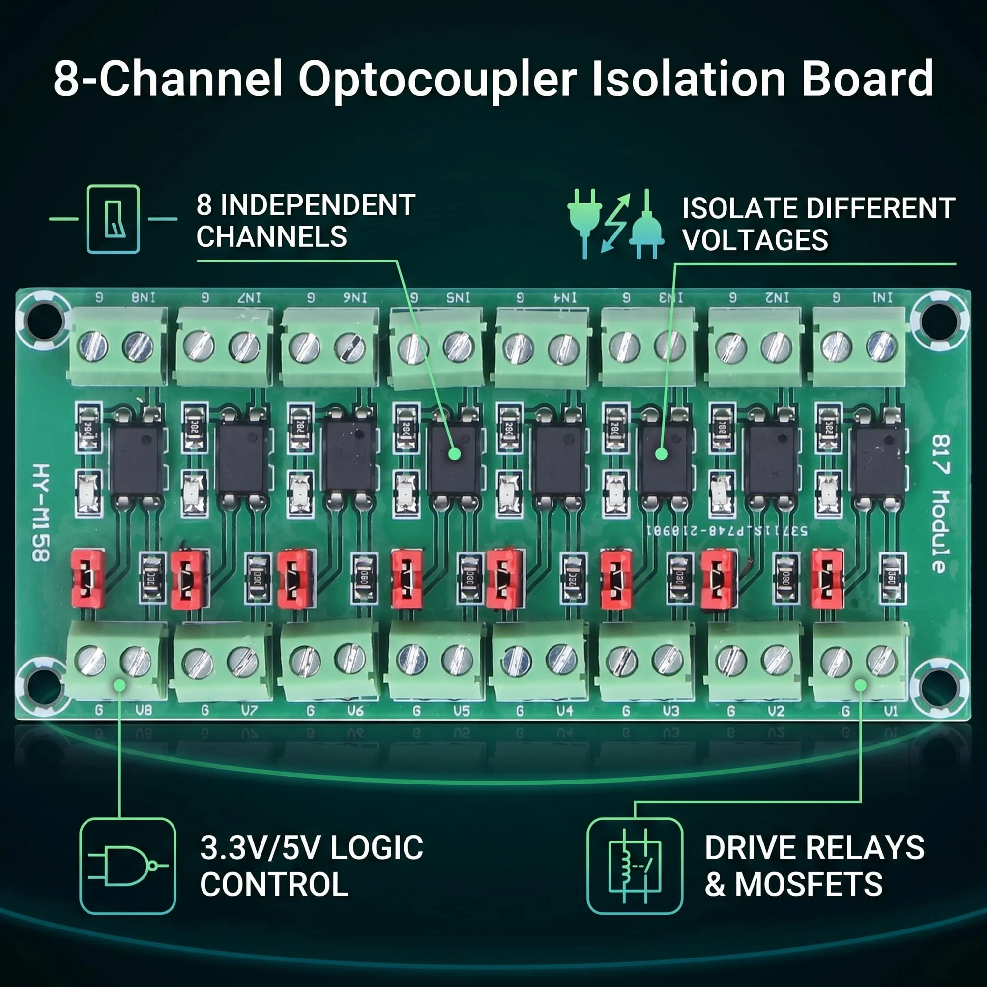 8-kanałowy Moduł Izolacyjny Transoptora Moduł Konwertera Sygnału PLC Moduł Izolatora Optoelektronicznego 3.6-30V