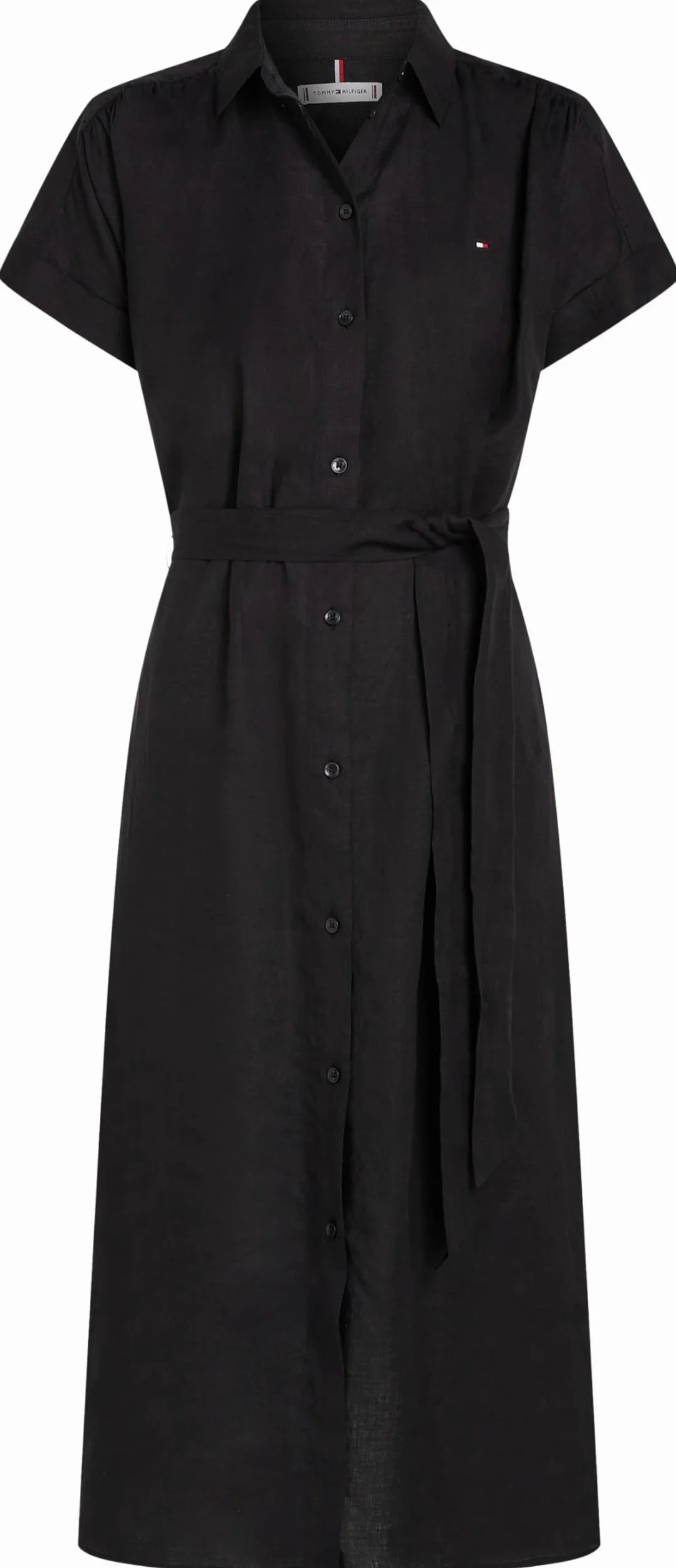 Tommy Hilfiger ESS lniana sukienka midi S/S WW0WW44653 Kobiety Ess Linen Belted S/S Midi Dress Ww0ww44653