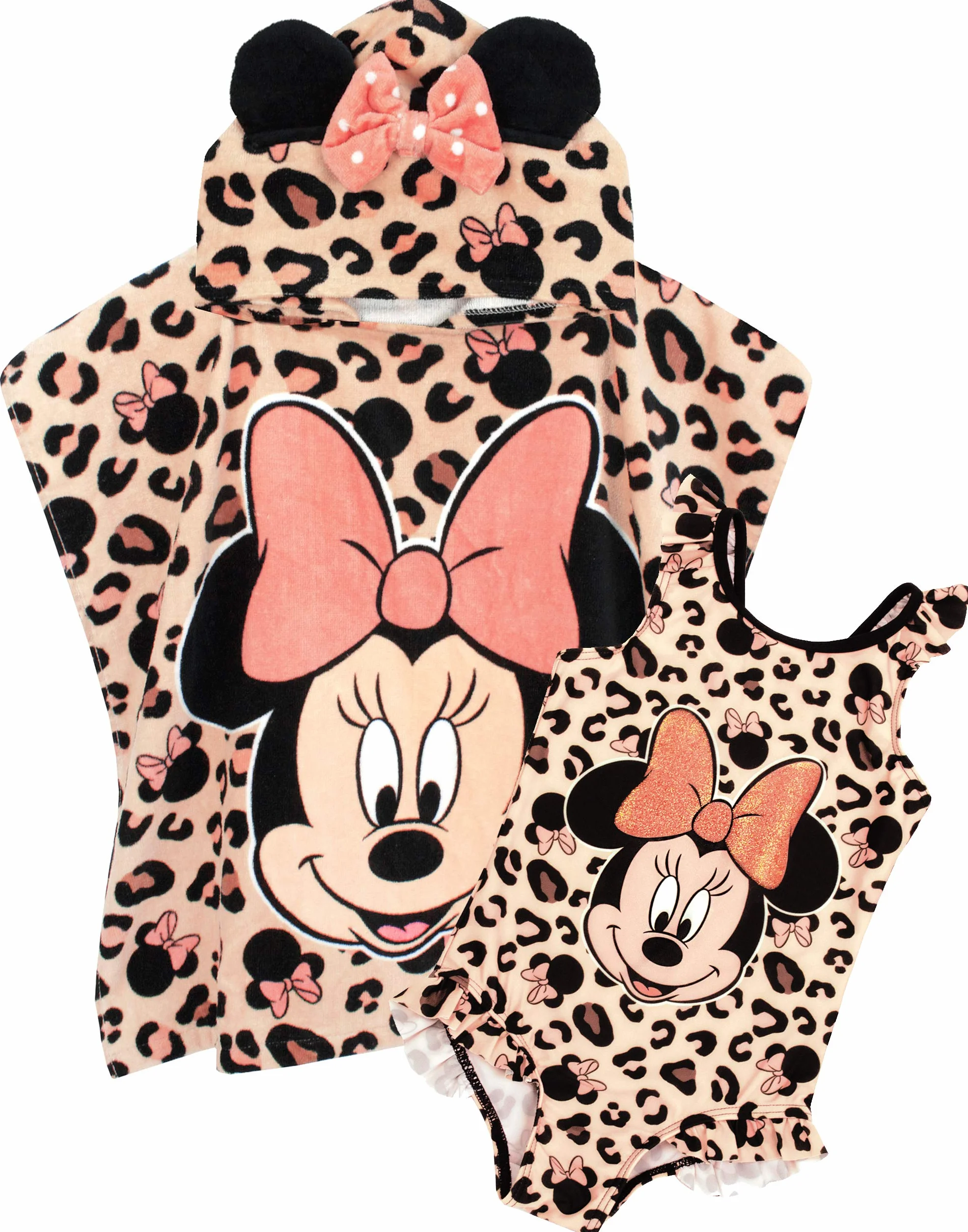 Disney Kostium kąpielowy z ręcznikiem z kapturem Minnie Mouse Girl