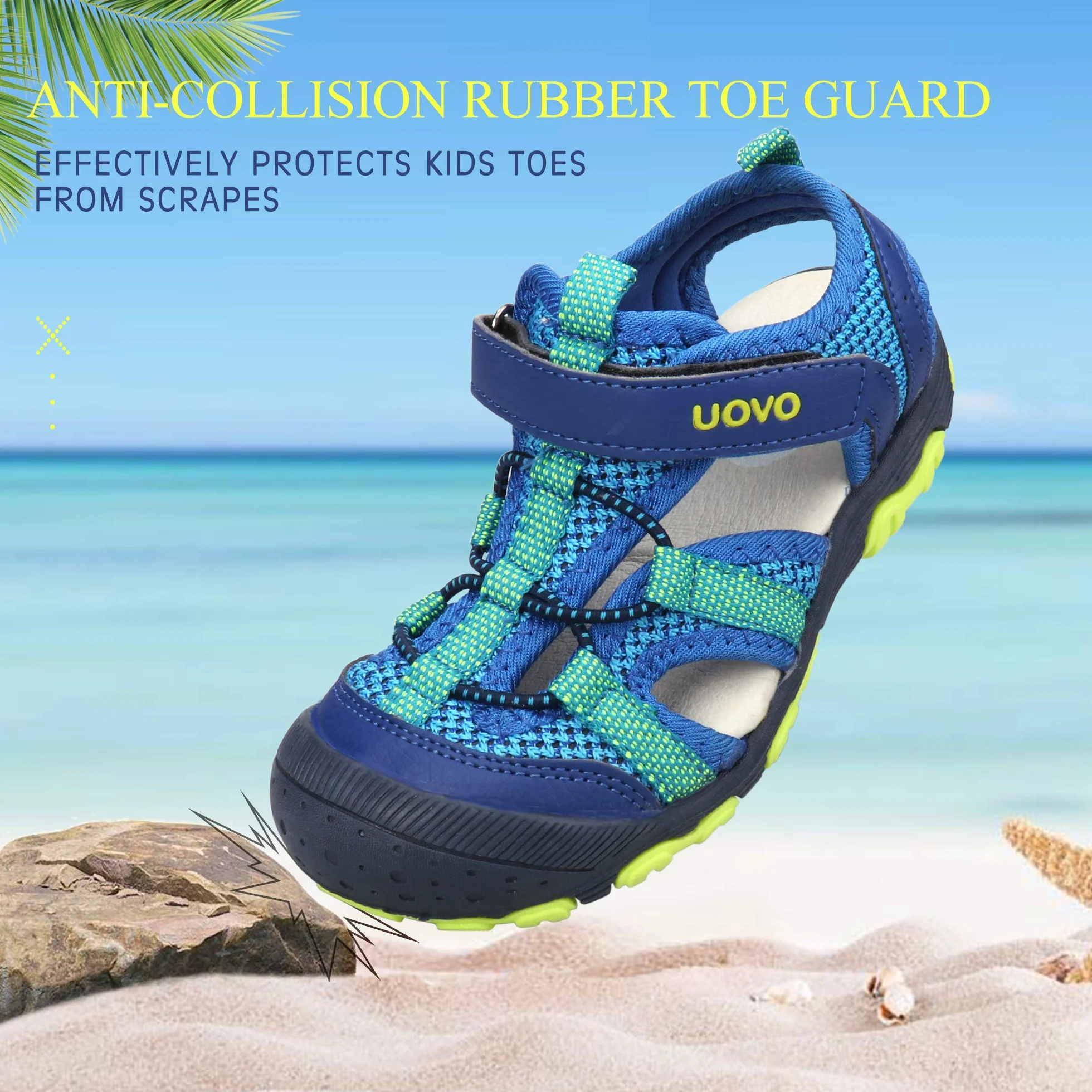 UOVO Sandały chłopięce do trekkingu, wędrówek, dla dzieci, buty letnie, outdoorowe, z zamkniętymi palcami, sportowe sandały 25-35
