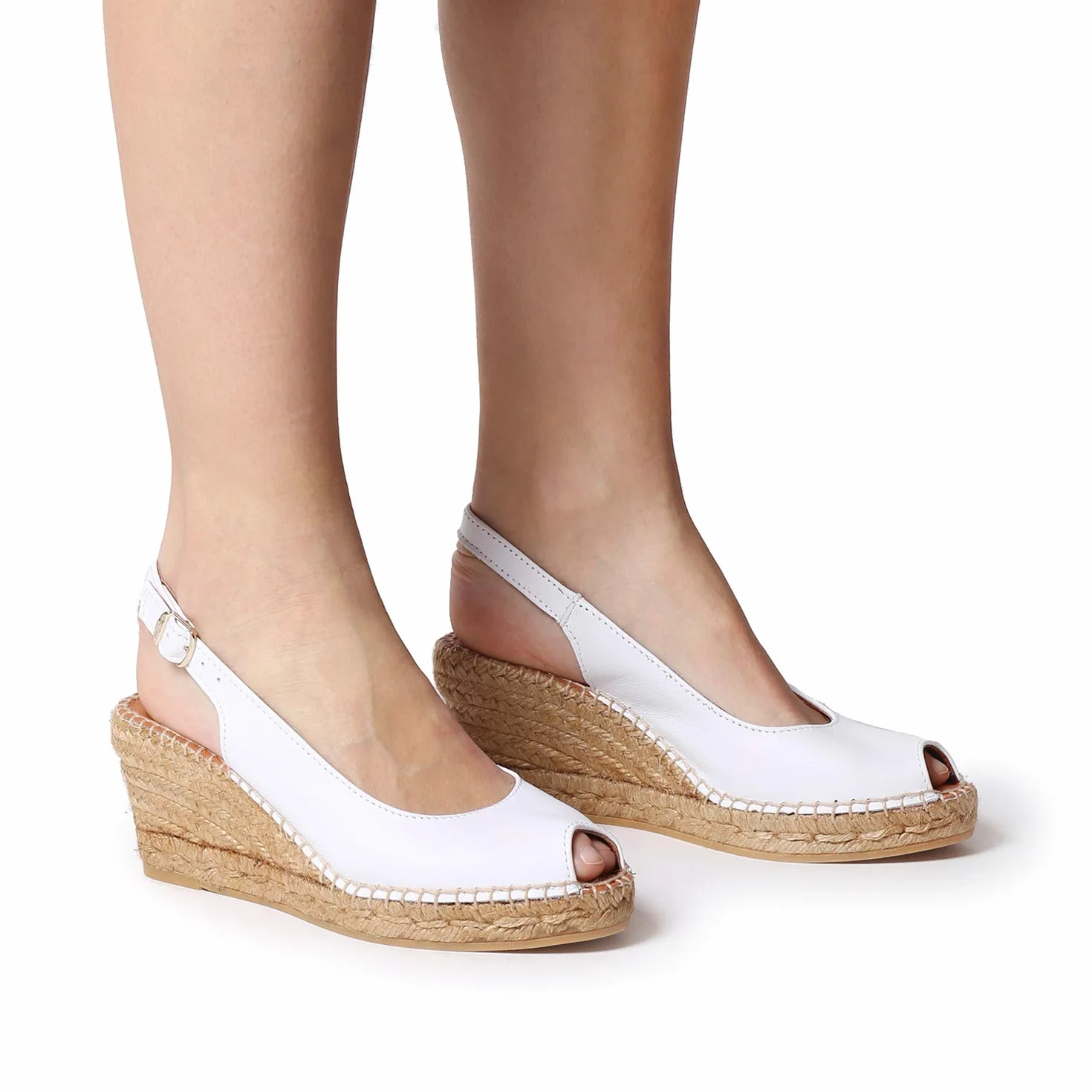 Toni Pons peep toe wedge espadrille leather women