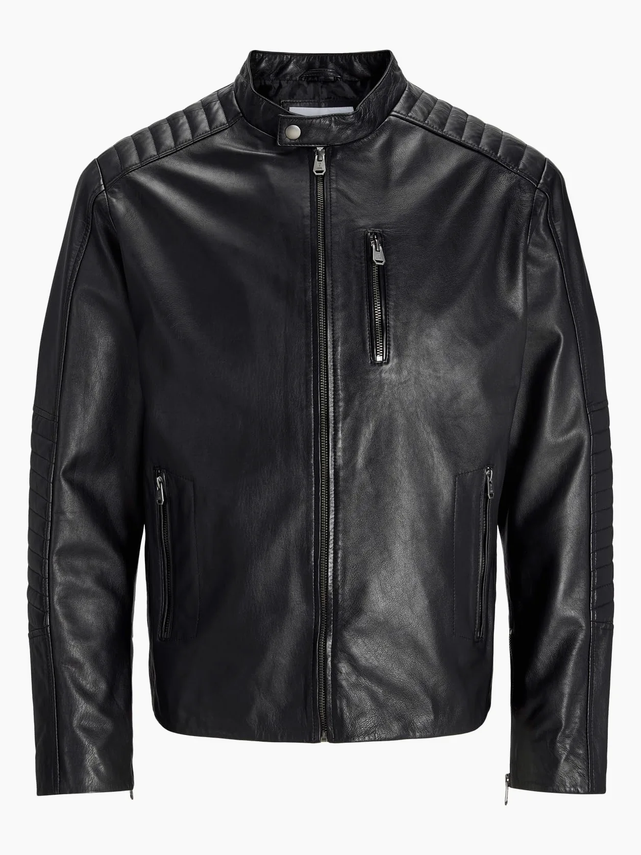 JACK & JONES Jjeliam Lamb Noos-Krótka skórzana kurtka, czarna, XXL męska, Czarny (Black), XXL