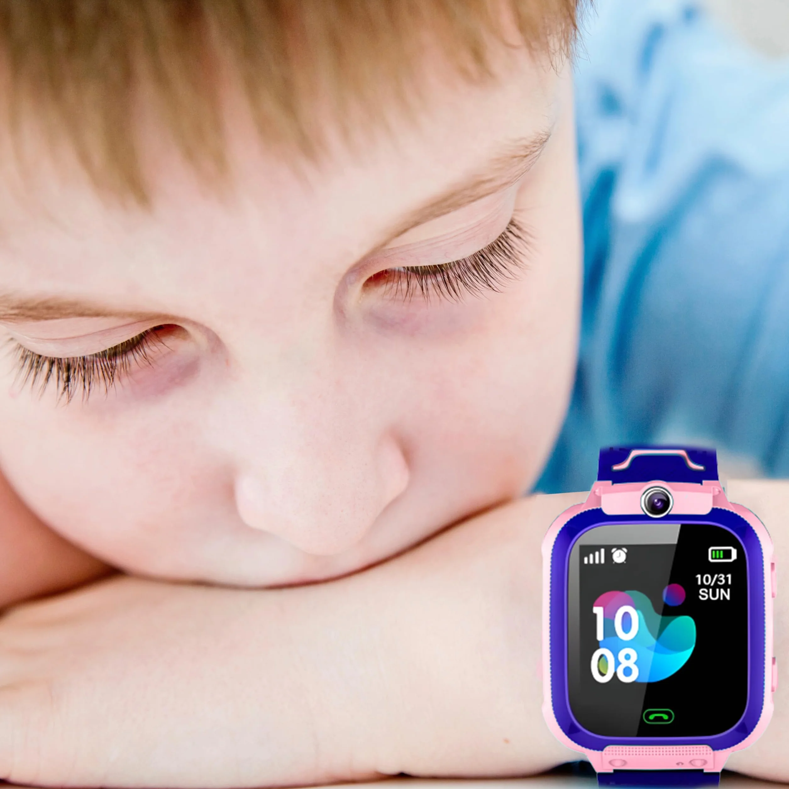 Retoo Dziecięcy smartwatch dla chłopców i dziewczynek, zegarek na rękę, Smart GPS SOS, telefon komórkowy, smartwatch dla dzieci z muzyką, budzik, tryb szkolny, latarka, różowy