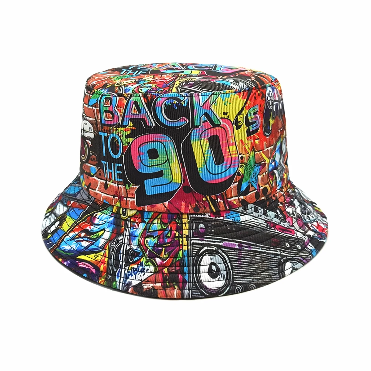 YAMEIZE Kapelusz typu bucket retro lata 80 dwustronny vintage dla kobiet mężczyzn nastolatków