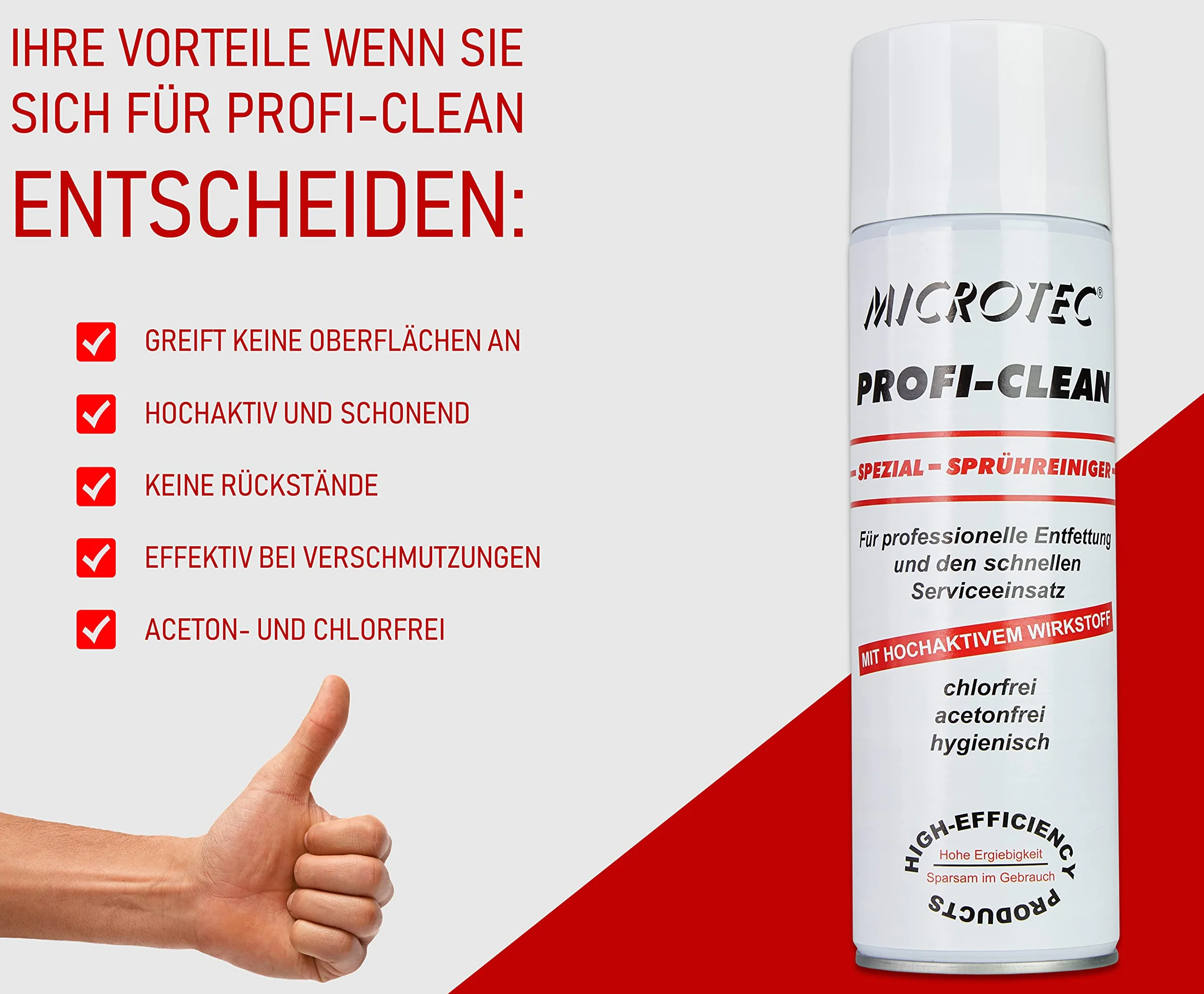 Microtec® Profi Clean przemysłowy środek czyszczący | 500 ml | uniwersalny środek czyszczący skutecznie usuwa brud, tłuszcz, olej, żywicę i wosk | wysoka moc czyszczenia bez uszkadzania materiału | silnie odtłuszczający