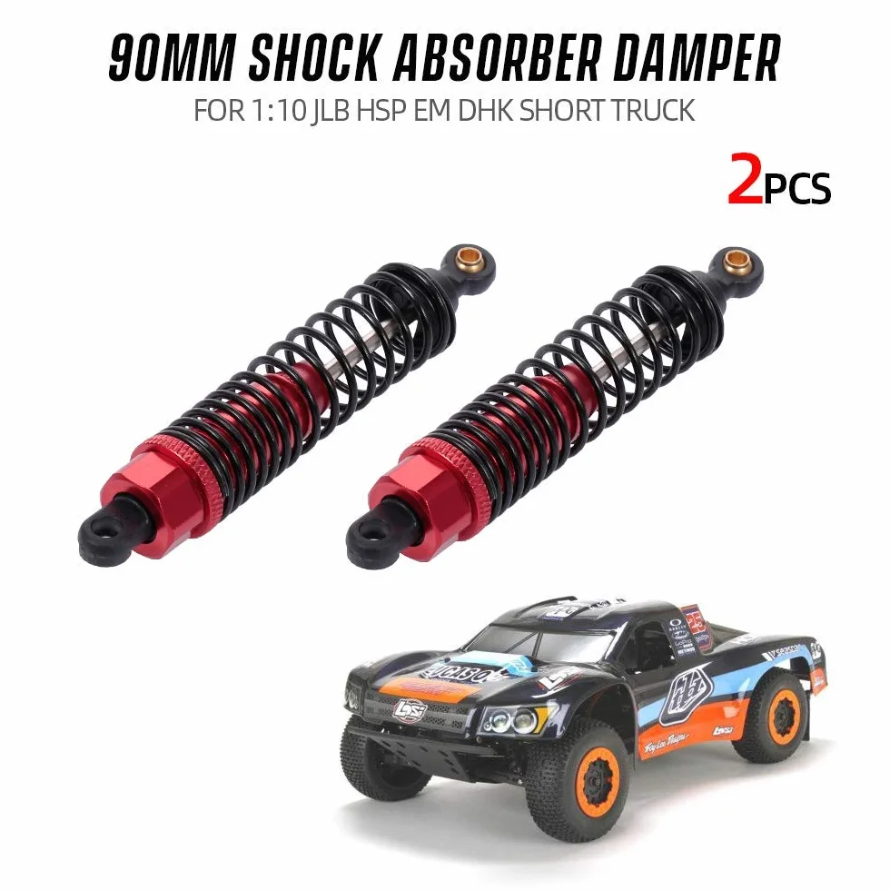 4-pak amortyzatorów przednich i tylnych z metalu z regulacją, 60 mm, 85 mm, 100 mm, 1/10 samochodziki RC, części do samochodów ciężarowych, Crawler typ Axial SCX10 TRX4 D90 (czerwień, 85 mm)