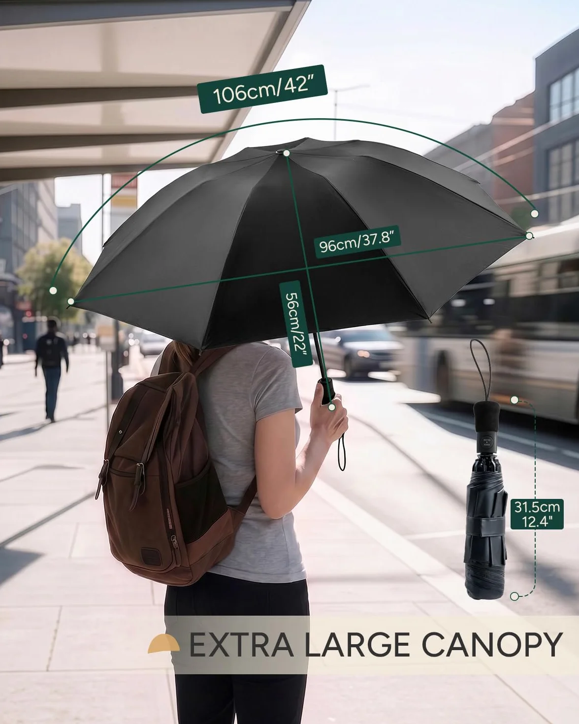 Damski parasol składany przeciwwiatrowy - wiatroszczelny parasol odwrócony, kompaktowy przenośny automatyczny parasol podróżny dla mężczyzn, powłoka 210T, odporna na promieniowanie UV