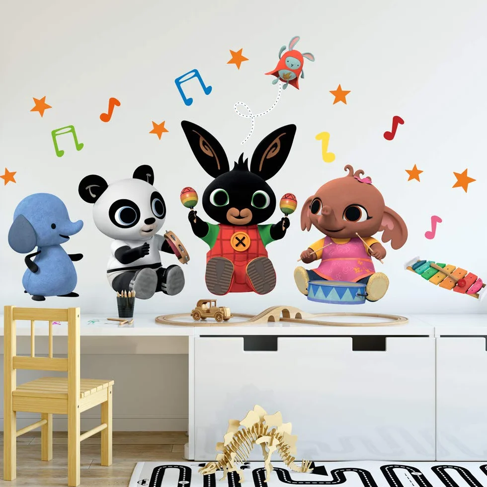 kina - B_R0001 Naklejki Ekologiczne i hipoalergiczne ścienne dla dzieci Miękkie, nadające się do zmiany położenia Efekt tkaniny Bing Cartoon Flop Pando Sula Noworodek Dekoracja Tapeta