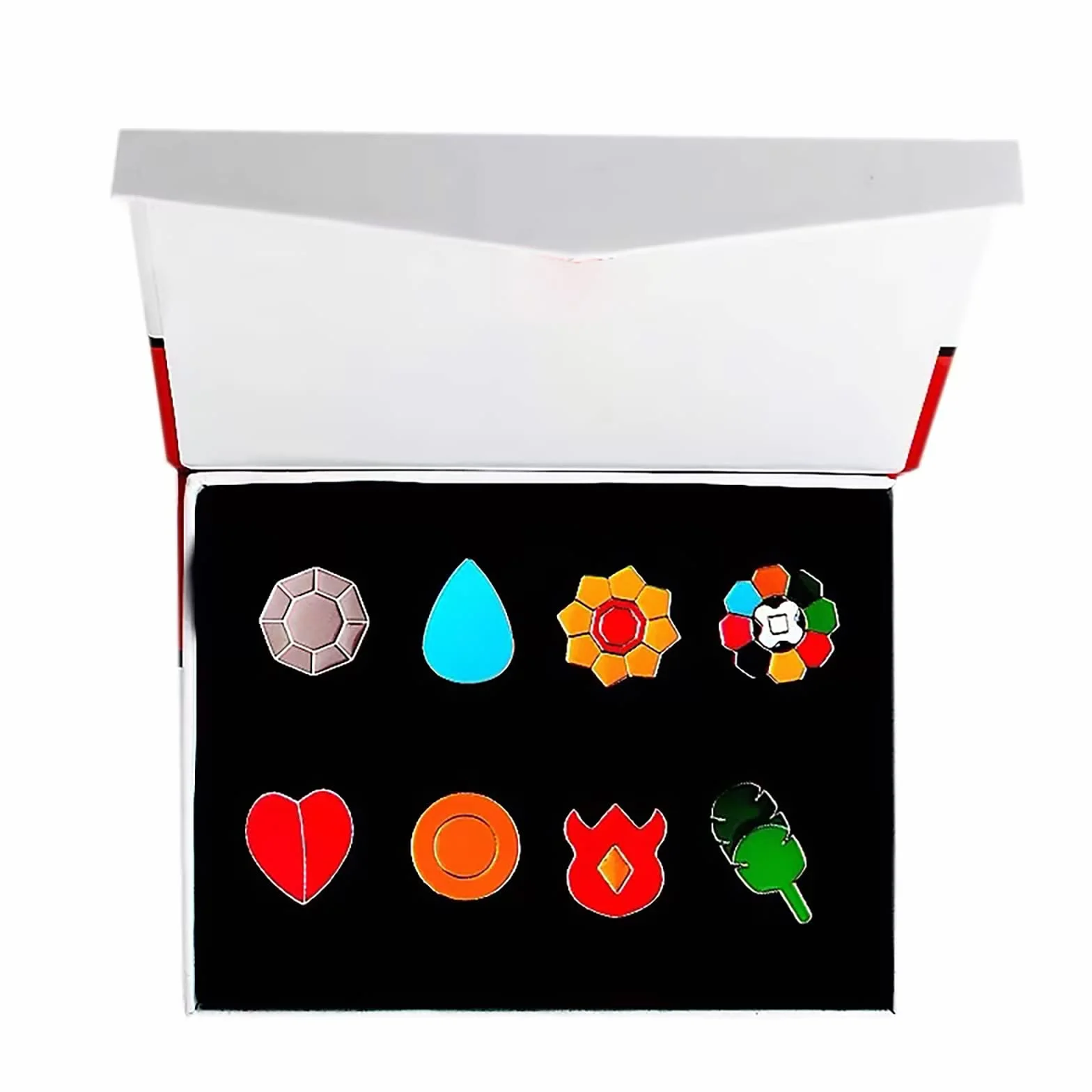 YUANstore Dotyczy Pocket Monster Generation 1-6 Gym Badge Collection Box, kolekcja gier zestaw 8 szt., prezent dla chłopców i dziewcząt
