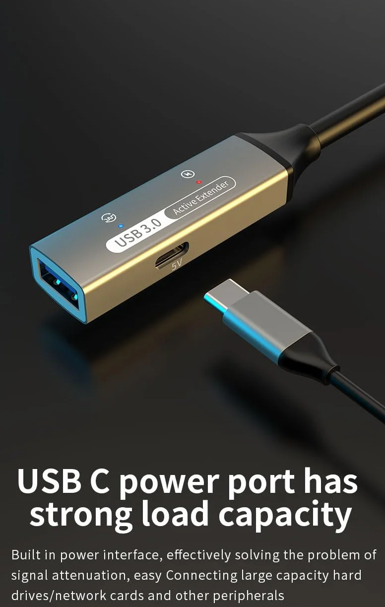 PREMIUMCORD Aktywny Przedłużacz USB z Repeaterem 20m, Złącze Żeńskie Typu A do Męskiego, USB 3.2 Gen 1 SuperSpeed 5Gbit/s, 2x Ekranowany, Obudowa Aluminiowa, Czarny, Długość 20m