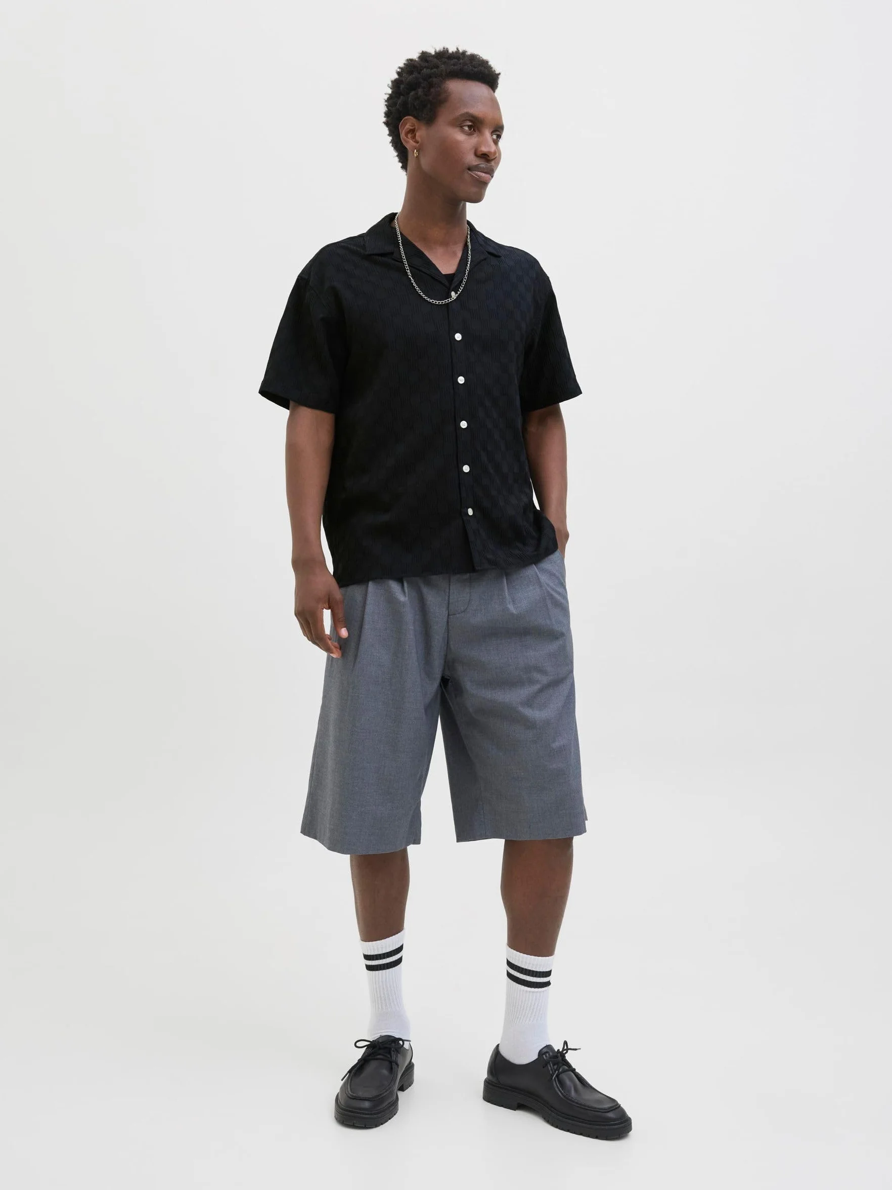 JACK & JONES Męska koszulka Jcosago Texture SS, czarny, L