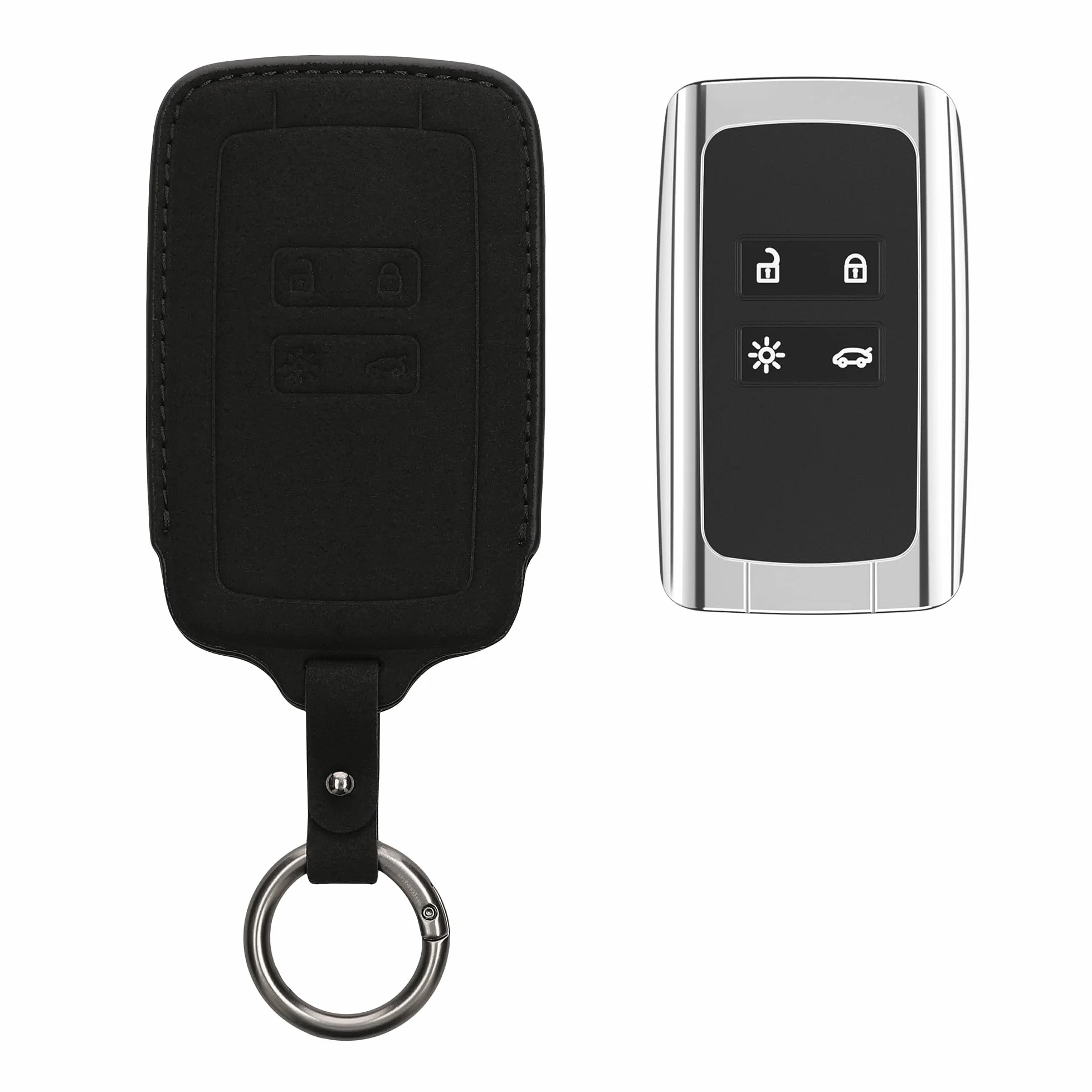 kwmobile Etui na kluczyki samochodowe kompatybilne z Renault z 4-przyciskowym kluczem samochodowym (tylko Keyless Go), matowe etui na kluczyki samochodowe ze skóry PU z brelokiem, pokrowiec na brelok