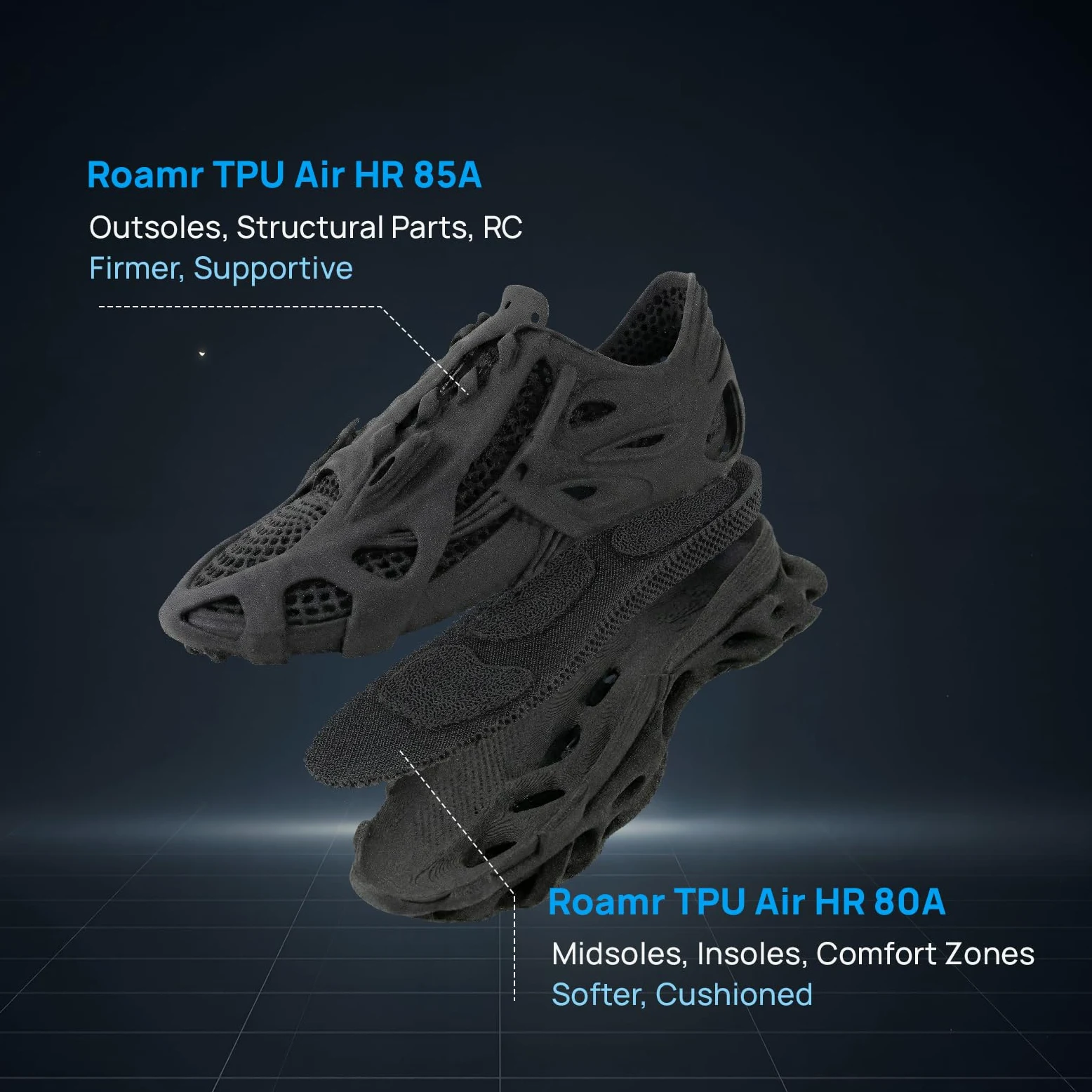 Siraya Tech Roamr TPU Air HR 85A Filament do drukarki 3D (Czarny, 800 g) | Spienianie o wysokiej sprężystości, 68A-85A Zmienna twardość, Lekki Matte Structural TPU, do Podeszwy & Części RC