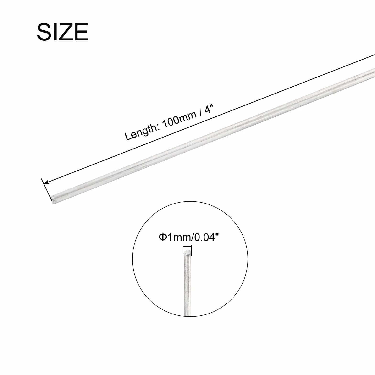 QUARKZMAN 6 szt. okrągły pręt ze stali nierdzewnej 304, 1 mm x 100 mm, do różnych projektów DIY, model samochodu samolotu, statku