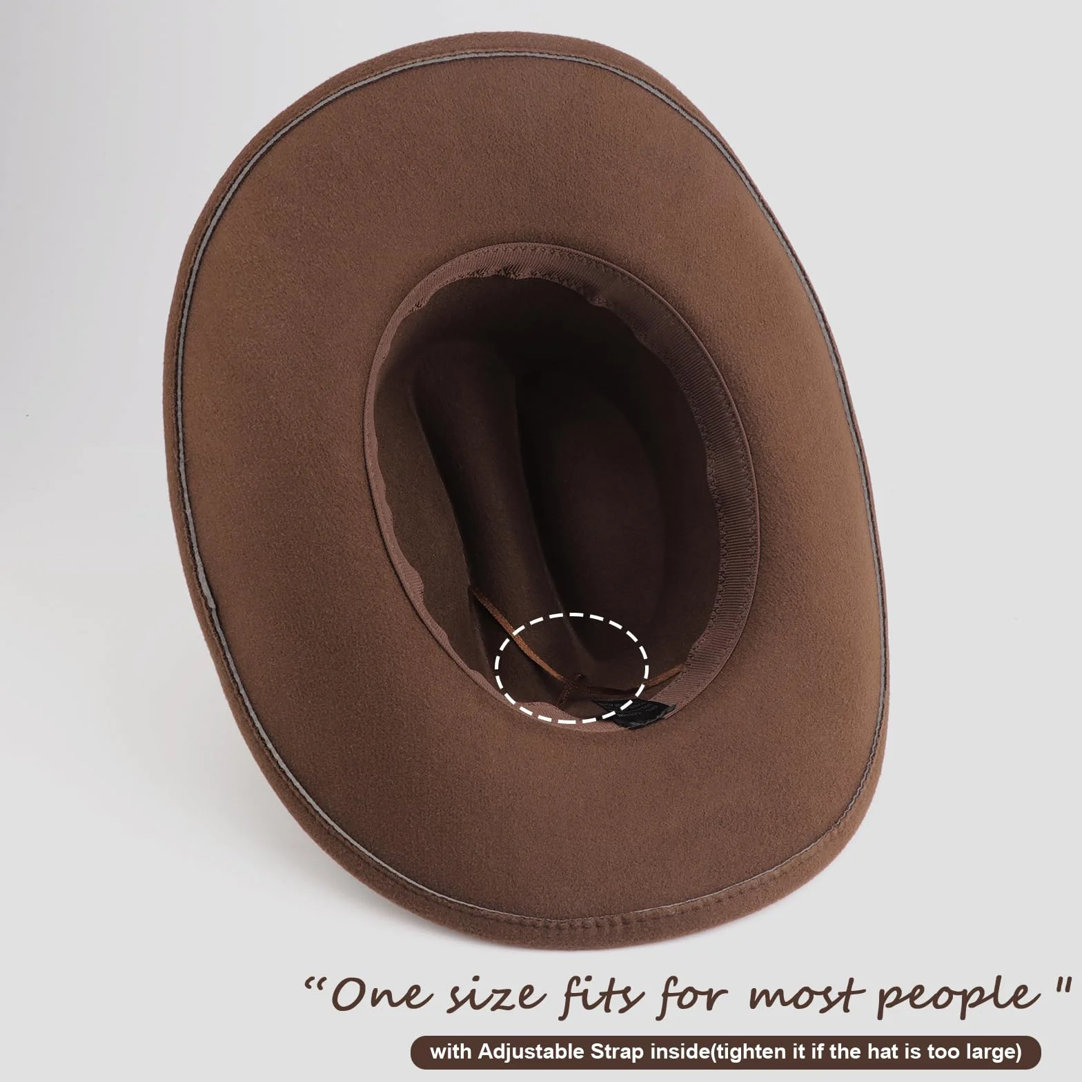 DRESHOW Kapelusz Kowbojski dla Kobiet Kapelusze Filcowe Cattleman Western Retro Fedora Outdoorowy Kapelusz Kowbojski z Kształtowalnym Szerokim Rondem Filcem i Paskiem z Klamrą
