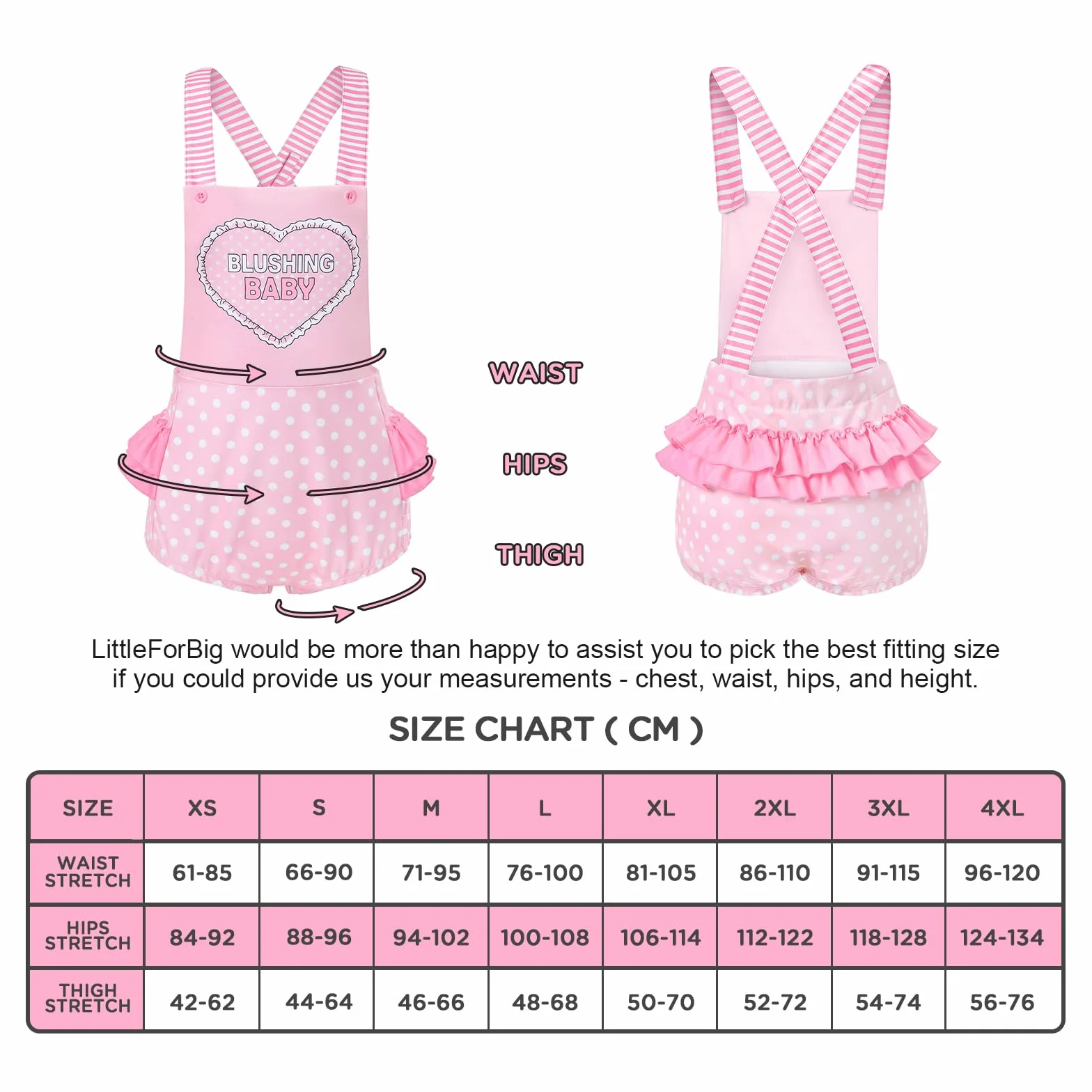 LittleForBig Krótkie ogrodniczki Overalls Shortalls - Blushing Baby Falbanki
