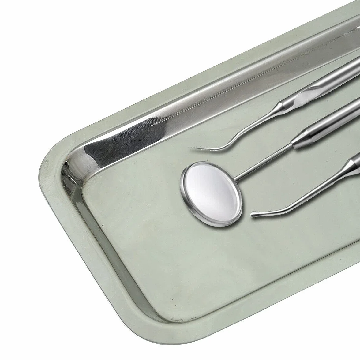 Mała taca na instrumenty, prostokątna taca ze stali nierdzewnej, mała taca na materiały laboratoryjne na narzędzia laboratoryjne (22,5 x 12 cm) (1)