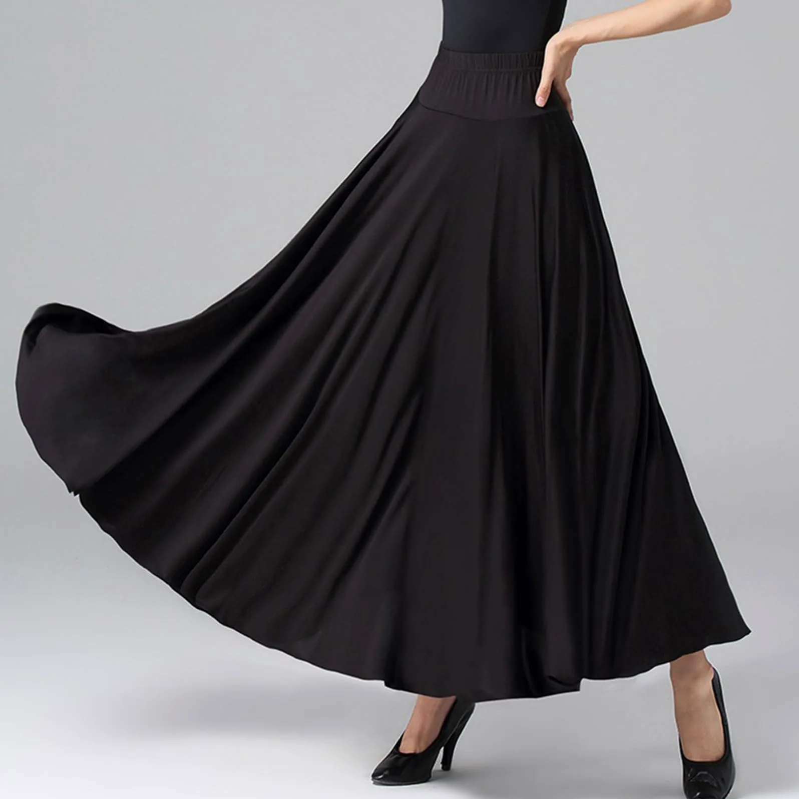Choomomo Damska spódnica do tańca flamenco, spódnica maxi, swing, wysoka talia, cygański taniec brzucha, do tańca hiszpańskiego, strój sceniczny, kostium 3 różne długości 55 75 87