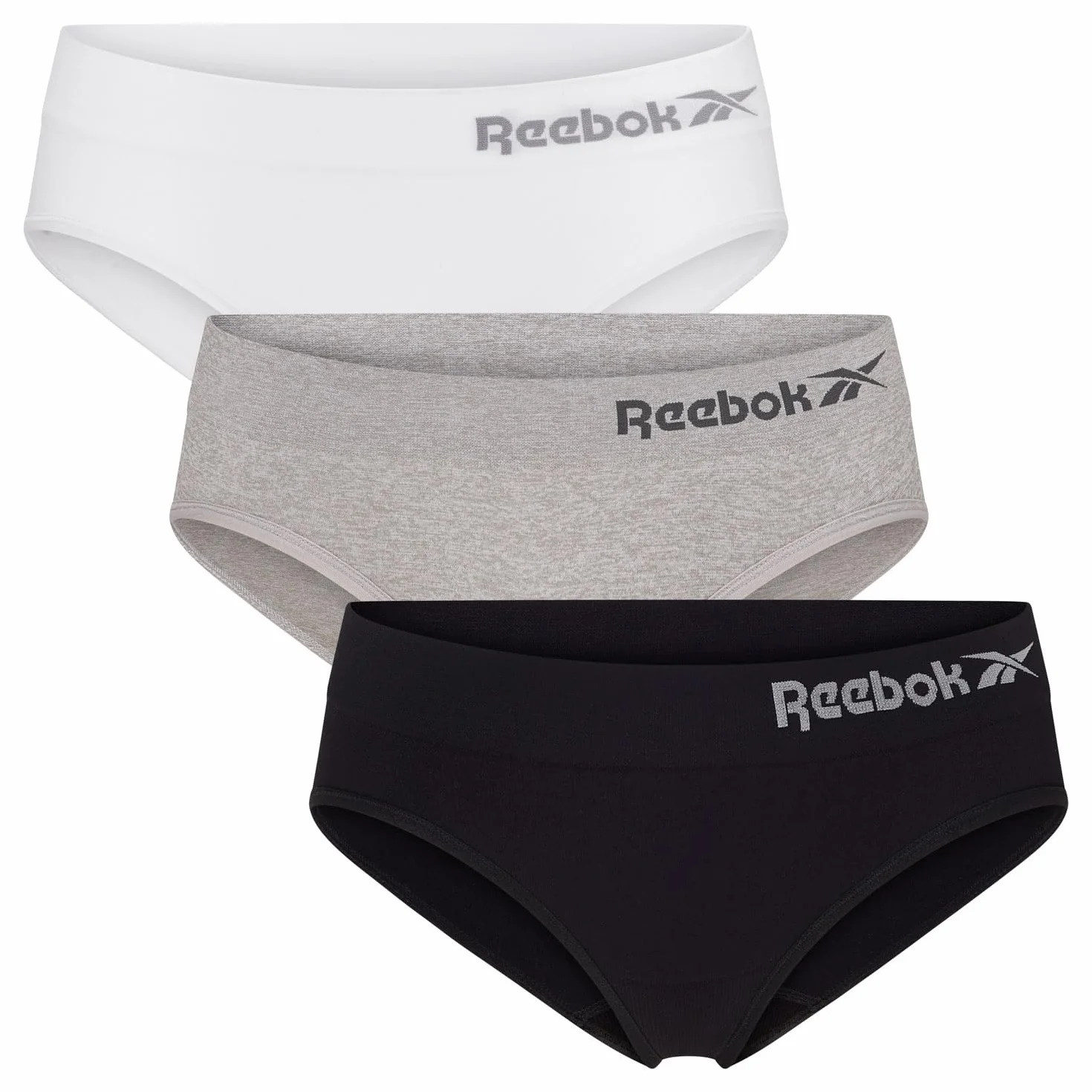 Reebok Damen Raina Damenunterwäsche 3er Pack, Czarny/biały/szary marl, S