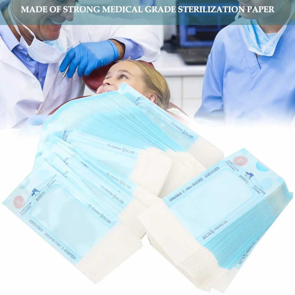 200 sztuk samouszczelniających worków do sterylizacji, jednorazowe worki do sterylizacji dentystycznej, na narzędzia dentystyczne, opakowania kosmetyczne, szpitale, 57 x 130 mm