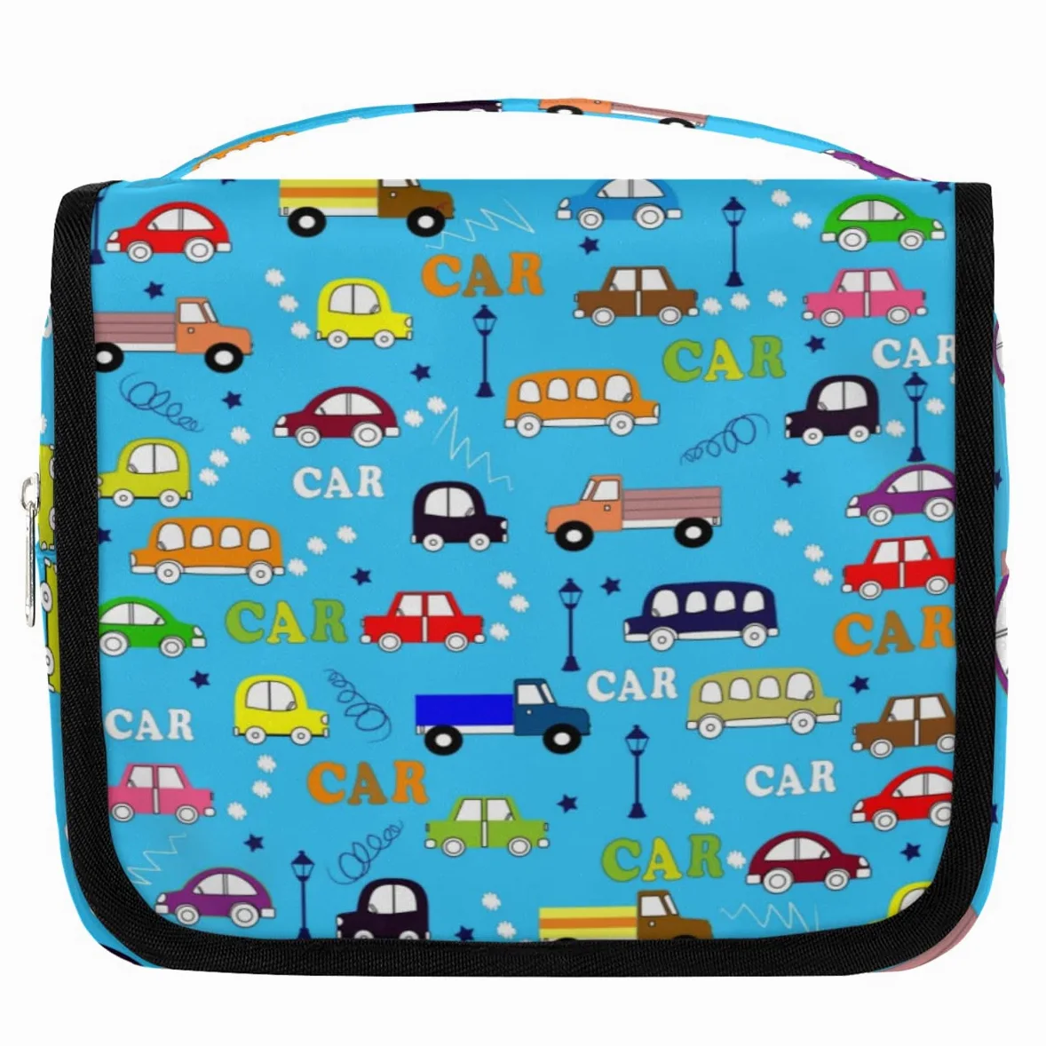Podróżna kosmetyczka samochodowa kreskówka autobusy myjnia samochodowa torba unisex wiszące przybory toaletowe organizer na kosmetyki, wielobarwny, Jeden rozmiar