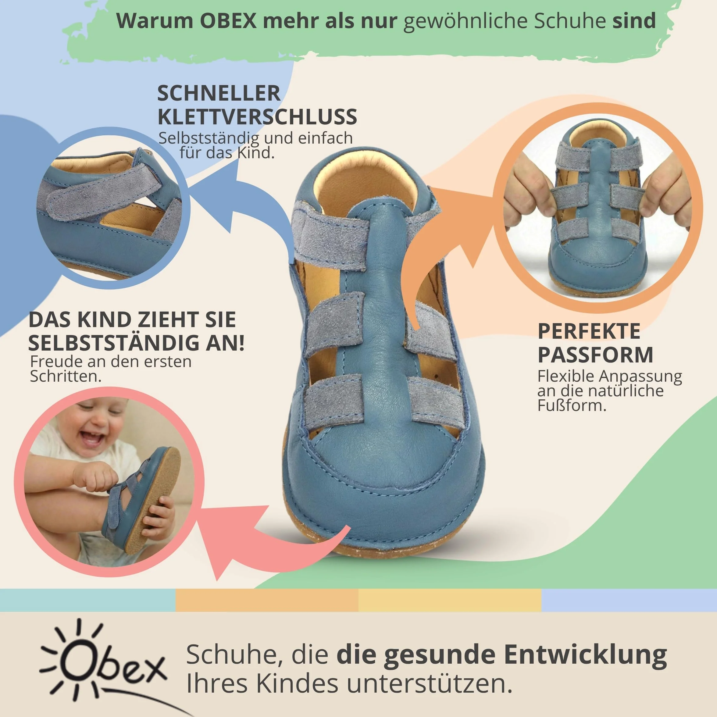 Obex Kapcie dziecięce dla chłopców i dziewczynek, skórzane, antypoślizgowe pantofle, miękkie, do nauki chodzenia, dla małych dzieci, do przedszkola EU 19-32