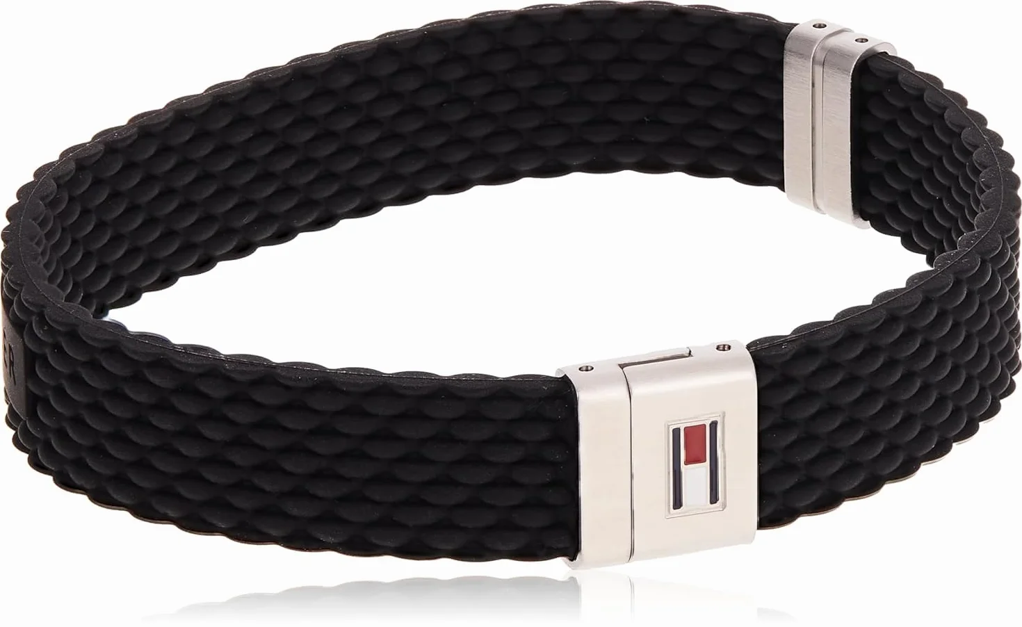 Tommy Hilfiger Herren Armband aus Edelstahl und Silikon in der Farbe Schwarz, mit Magnetverschluss, Gesamtlänge ca. 19,5 cm, 2790240S