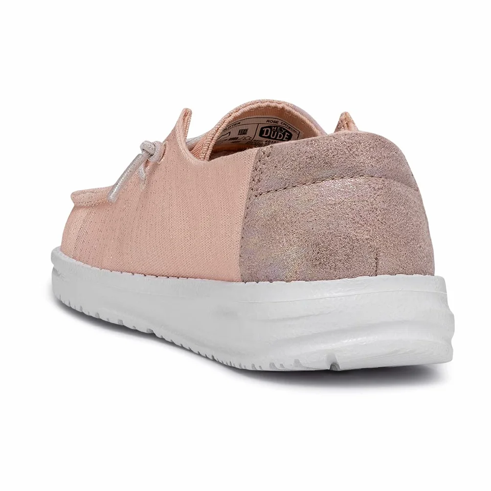 Hey Dude Wendy Youth Glitter Moccasin Rose Crystal 36 EU