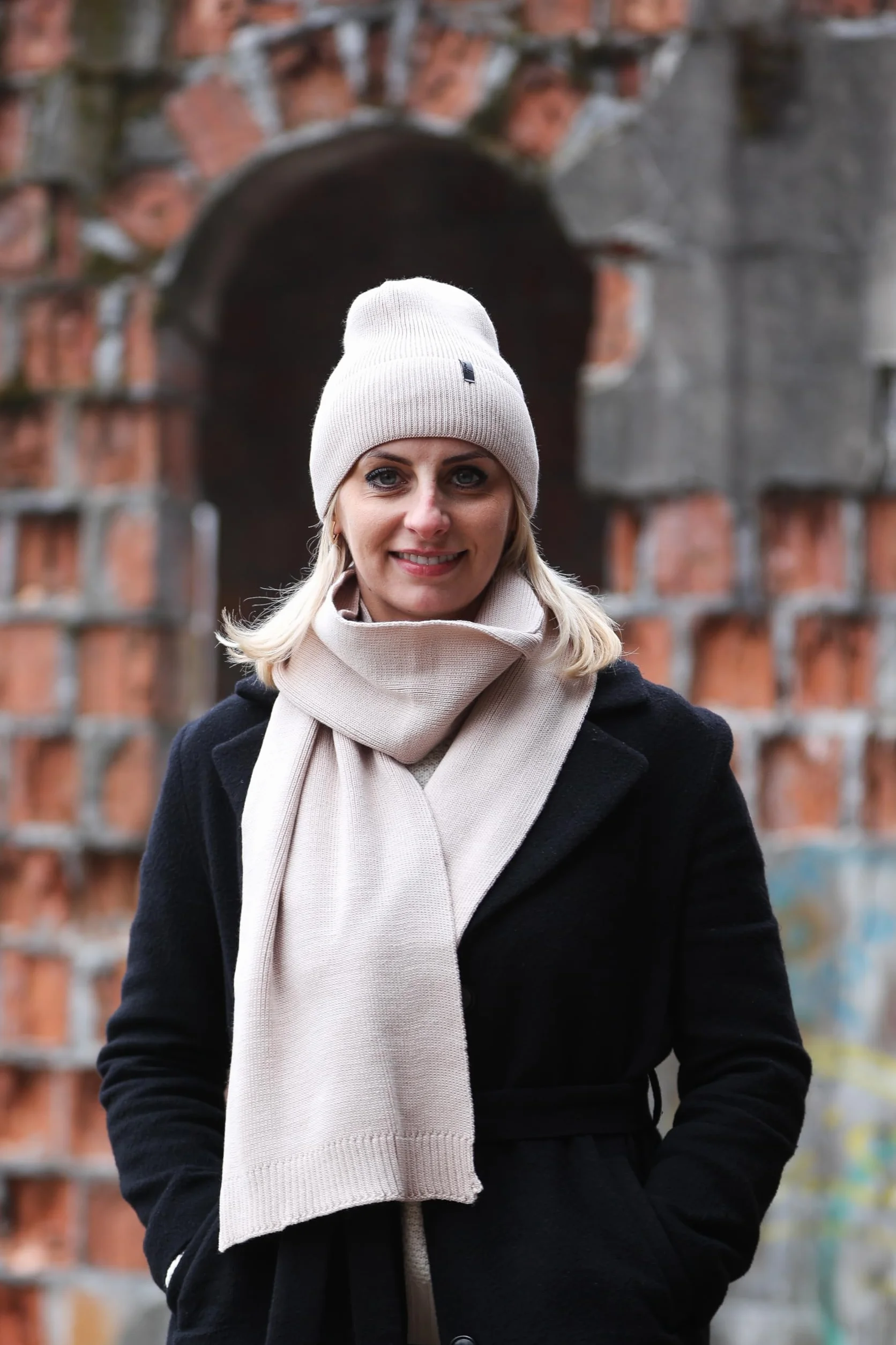 Molti Zestaw czapek i szalików damski 2 w 1 ciepła czapka beanie szalik jesienny zimowy