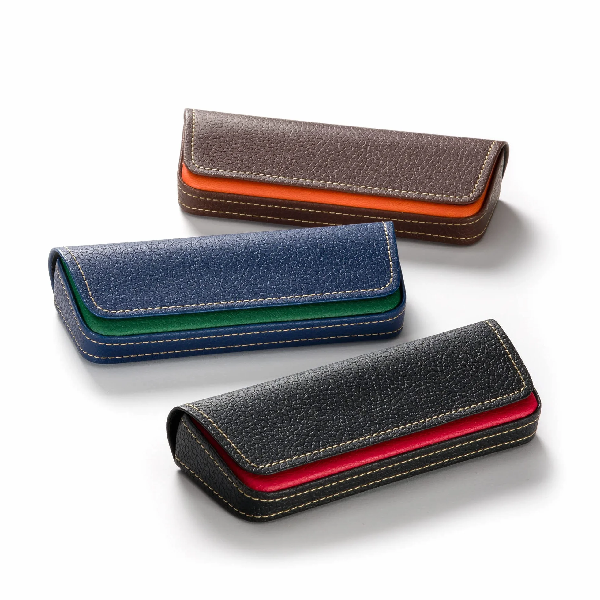 Eleganckie etui na okulary FEFI w dwóch odcieniach skóry, Czerwony, M