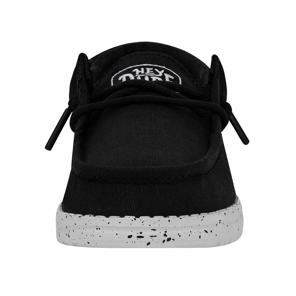 Hey Dude Wally Youth Slub Canvas Moccasin, Black, 34 EU, czarny, 34 EU