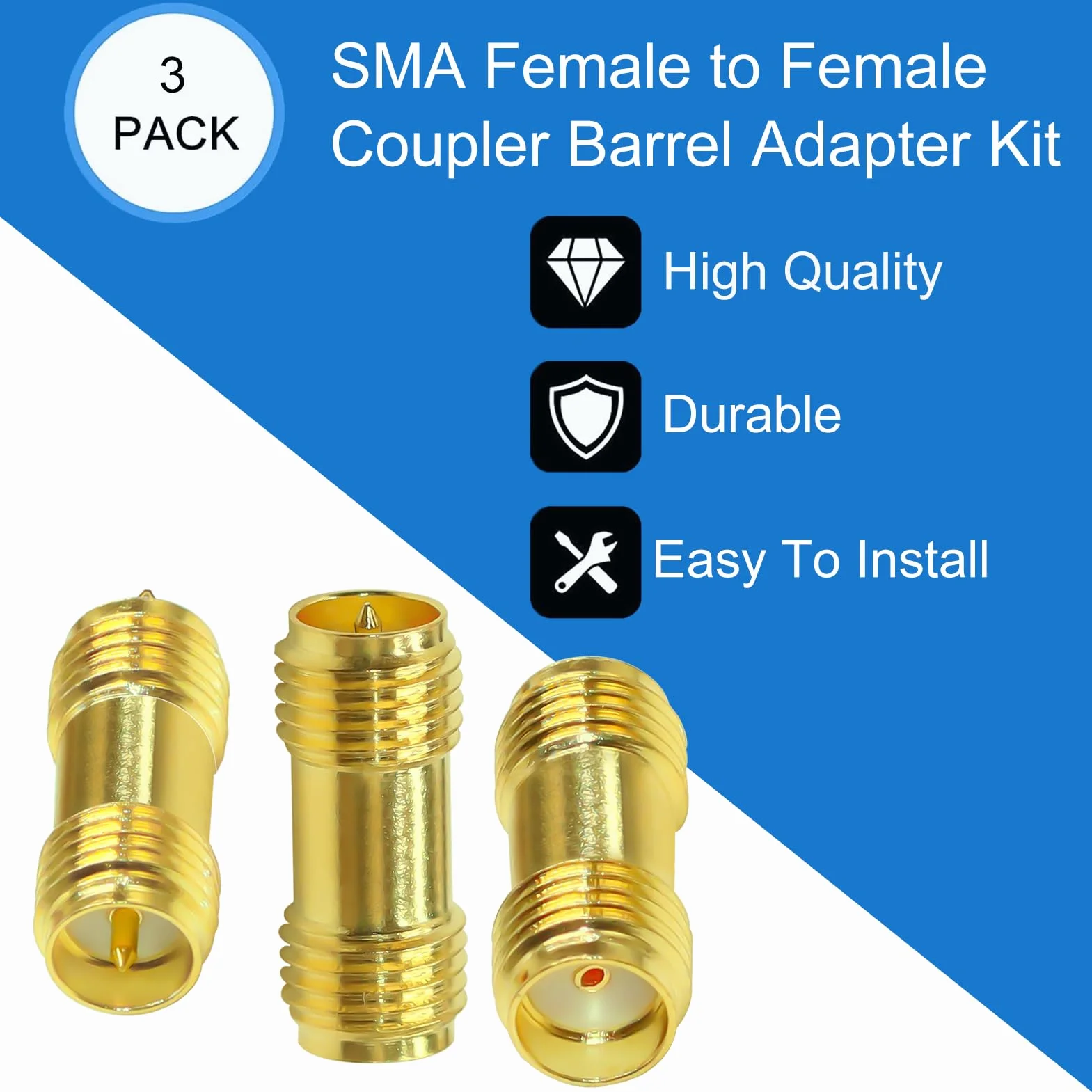 TUOLNK SMA Koppler Barrel Adapter RP SMA Buchse RF Connector Kit Converter dla Antennenradio 3-pak