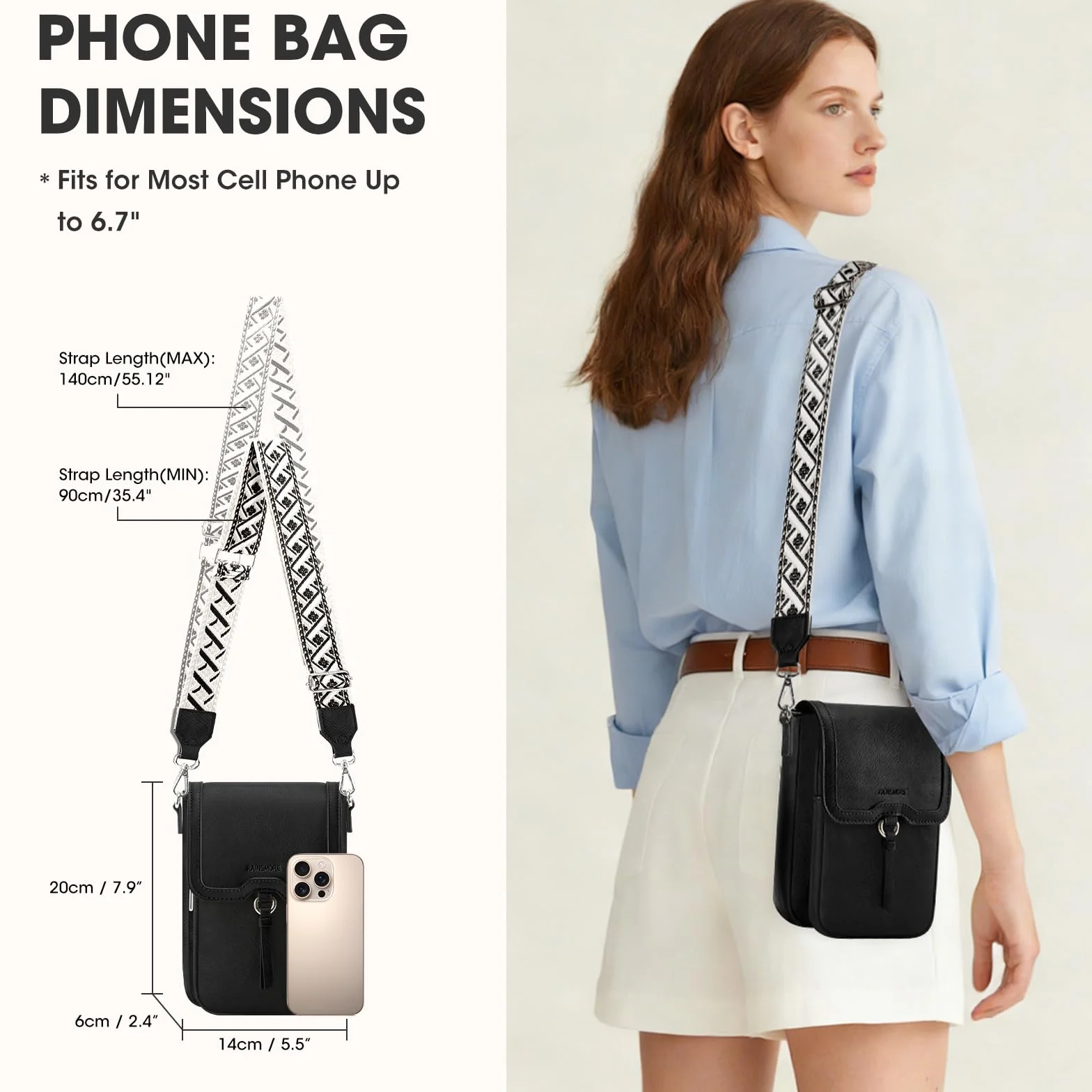 Rainsmore damska torba na ramię PU skóra wodoodporna crossbody z regulowanym paskiem