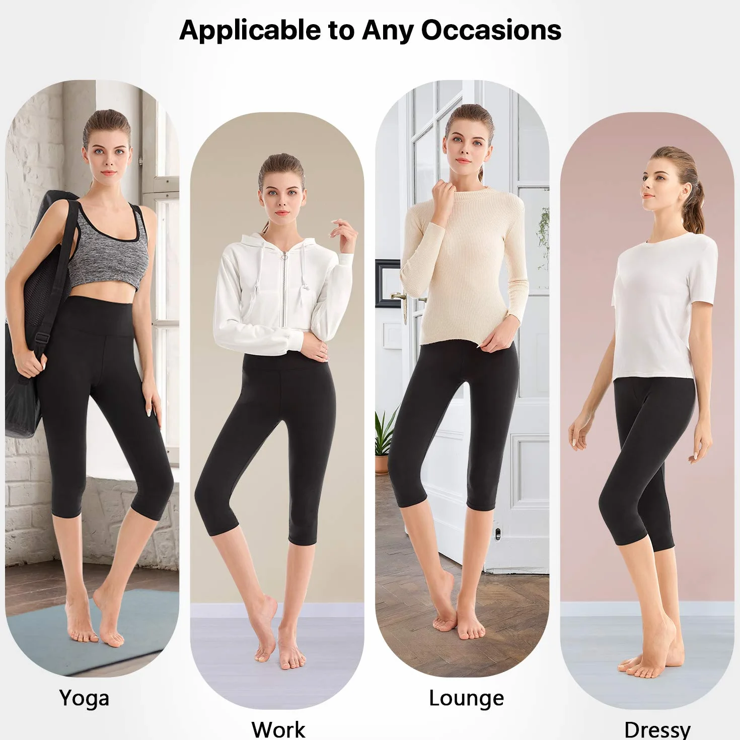 Sinophant Legginsy damskie capri z wysokim stanem i nogawkami 3/4, na lato, krótkie, do ćwiczeń, jogi, nieprzezroczyste, elastyczne, miękkie, do uprawiania sportu lub na co dzień