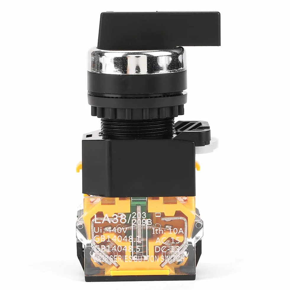 Przełącznik chwilowy przełącznika obrotowego LA38-20BX33 22 mm, 3-pozycyjny automatyczny reset mini z długim uchwytem
