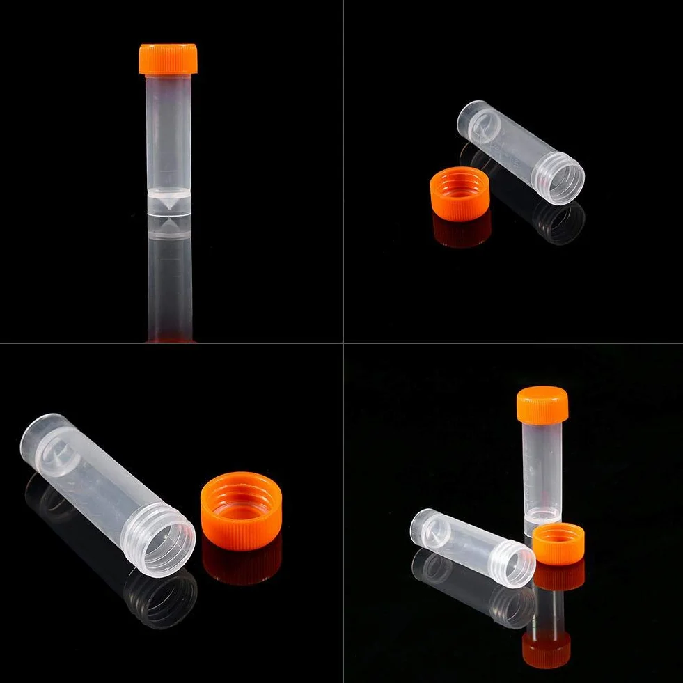 Plastikowe probówki 5 ml 10 szt. fiolki pojemniki na próbki z zakrętkami