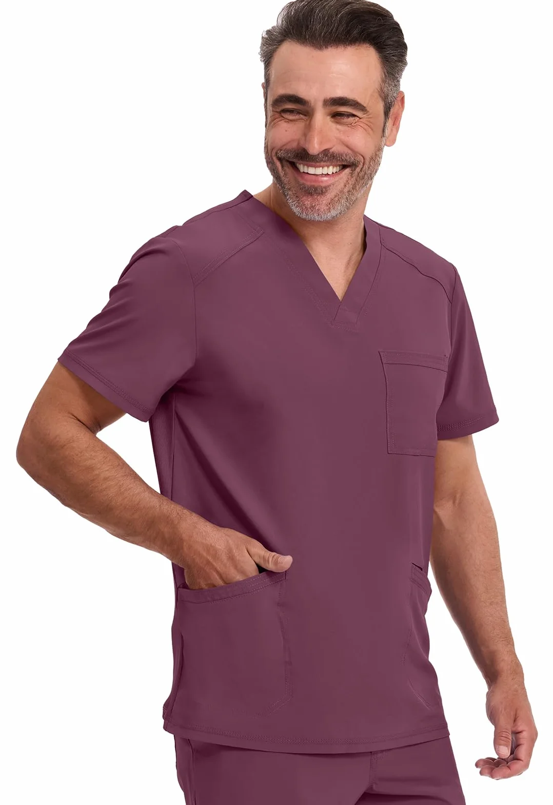 CHEROKEE Męski Scrub Top Plus Size Infinity Odzież medyczna Panele tylne z dzianiny prążkowanej Dekolt w serek CKE900A