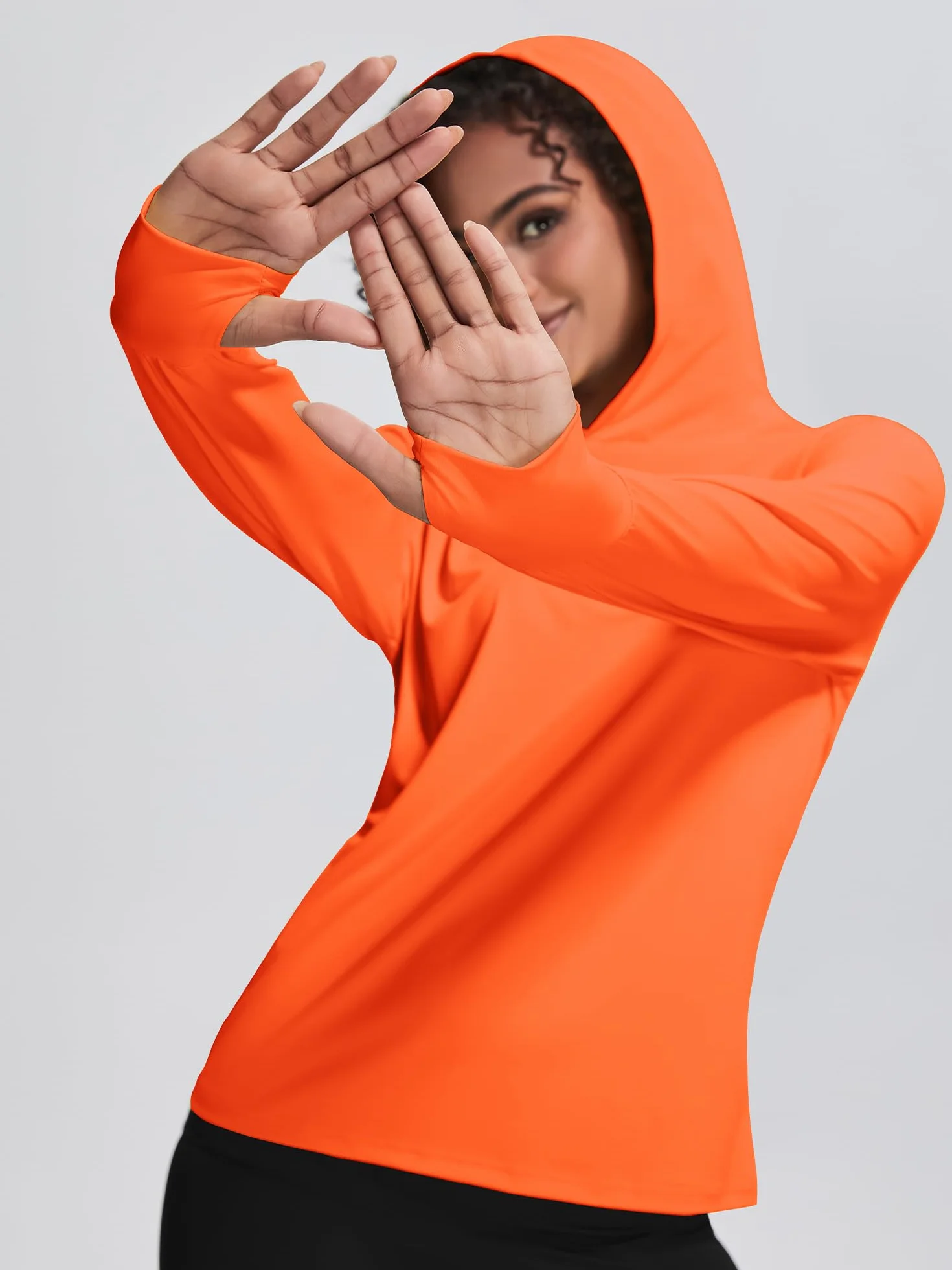 Damska bluza z kapturem UPF 50+, ochrona przed słońcem, koszulka SPF, długi rękaw, wędrówki, lekka, szybkoschnąca, ochrona przed promieniowaniem UV, odzież outdoorowa z otworem na kciuk, ukryty otwór