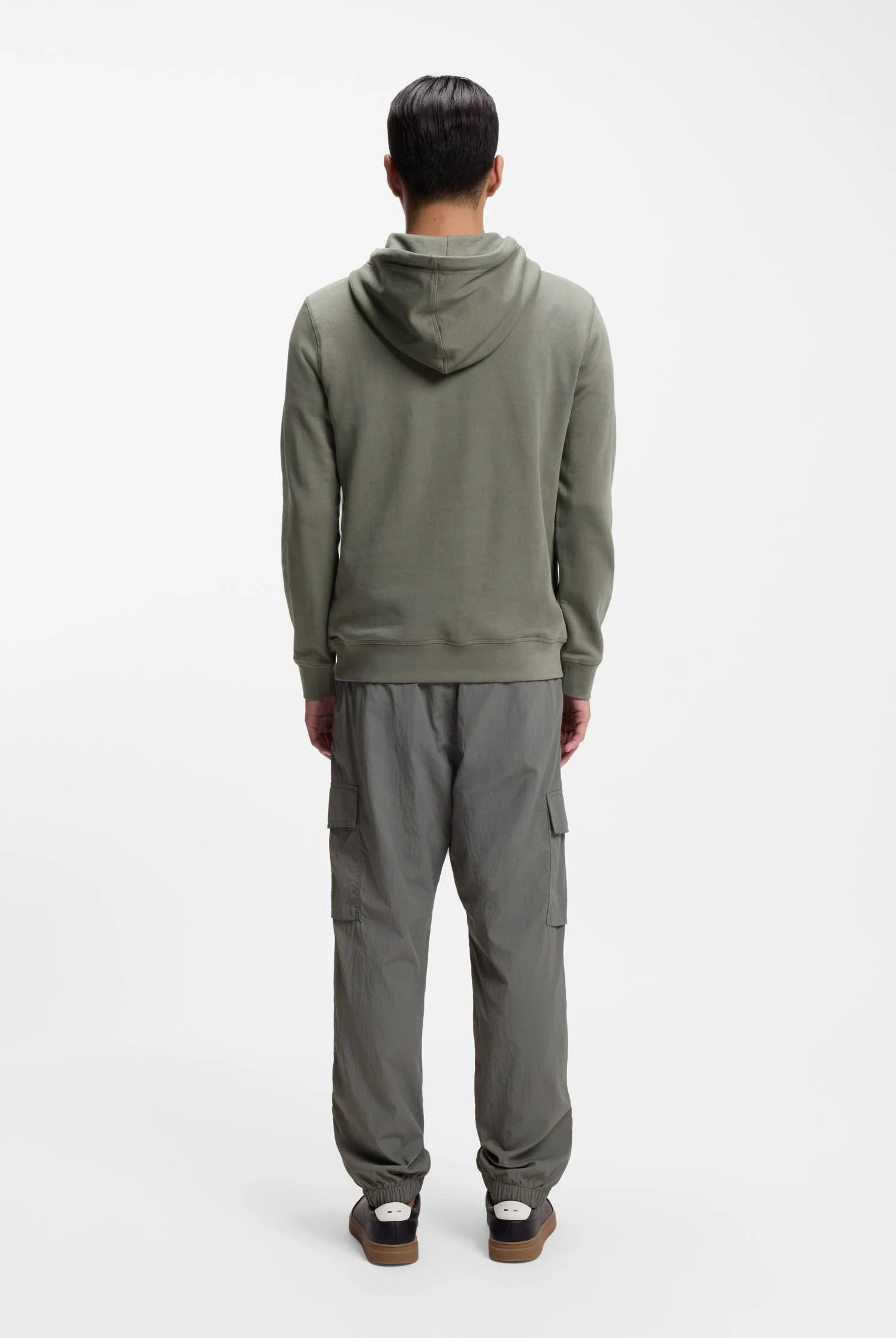 BOSS Męska bluza z kapturem Wetalk z bawełny Terry z naszywką z logo, Open Grey76, L