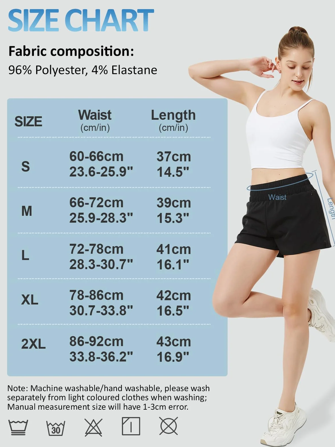 Soudittur Damskie spodenki do biegania, damskie spodenki sportowe 2 w 1 z kieszeniami, szybkoschnące na plażę, lato, siłownia, joga, fitness