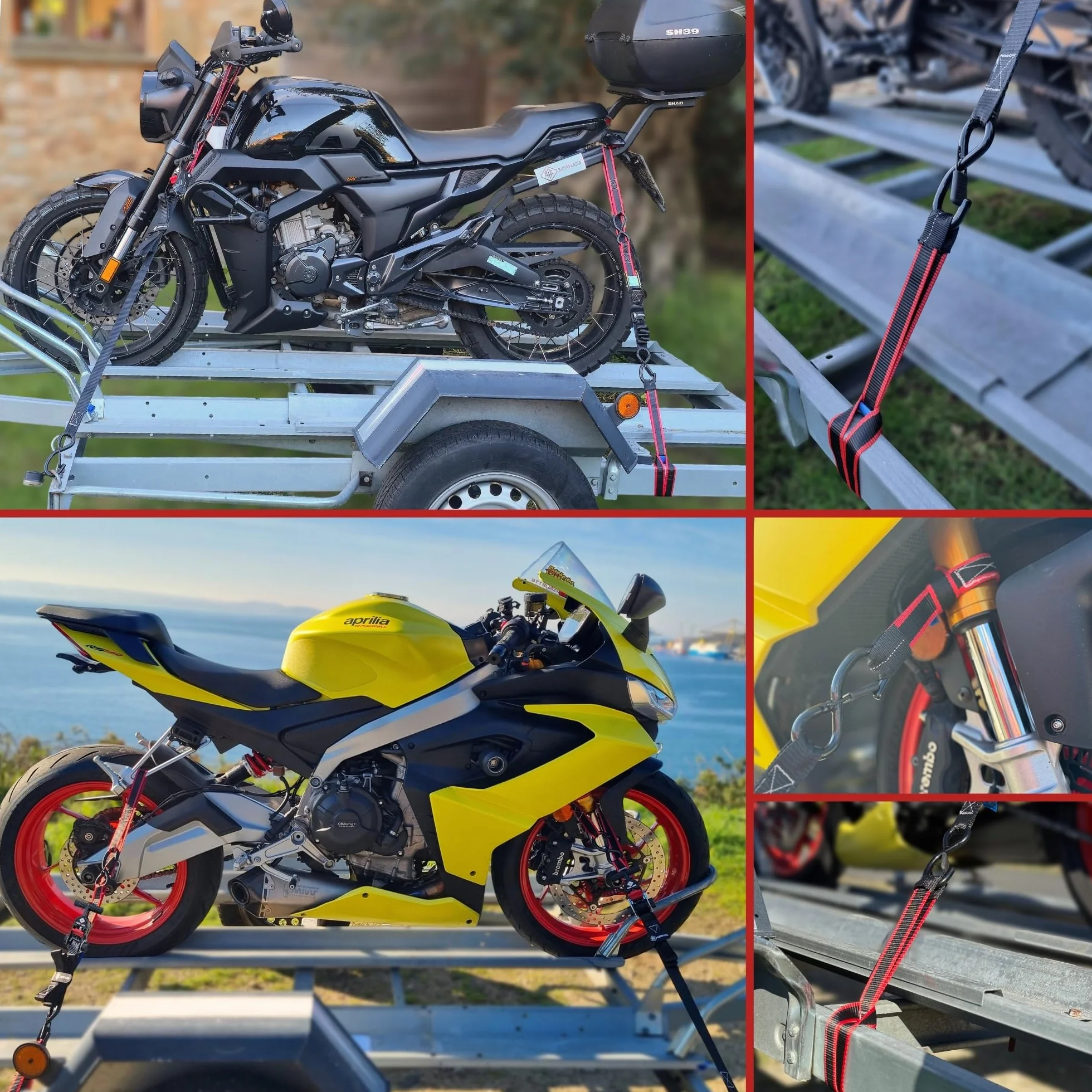 Pasy Mocujące do Motocykla 30 i 45 cm 2400 kg, Pasy Transportowe do Mocowania Motocykla na Przyczepie, Kierownicy i Ramie, Zabezpieczenie Ładunku w Transporcie, 4 Sztuki Niebieski