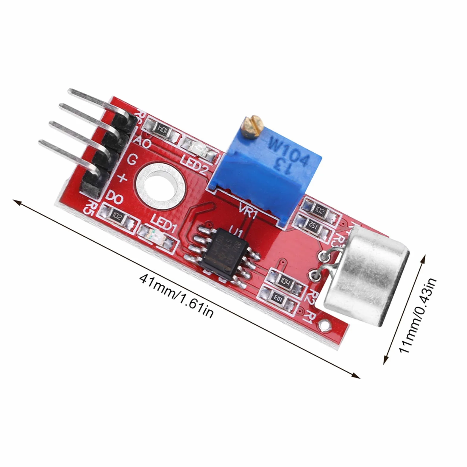 Czujnik Mikrofonu, moduł Mikrofonu DC3.3V 5V, moduł Wzmacniacza Audio Mikrofonu o Wysokiej Czułości Wyjście 20dB Zysk Niski Poziom Hałasu, Narzędzia