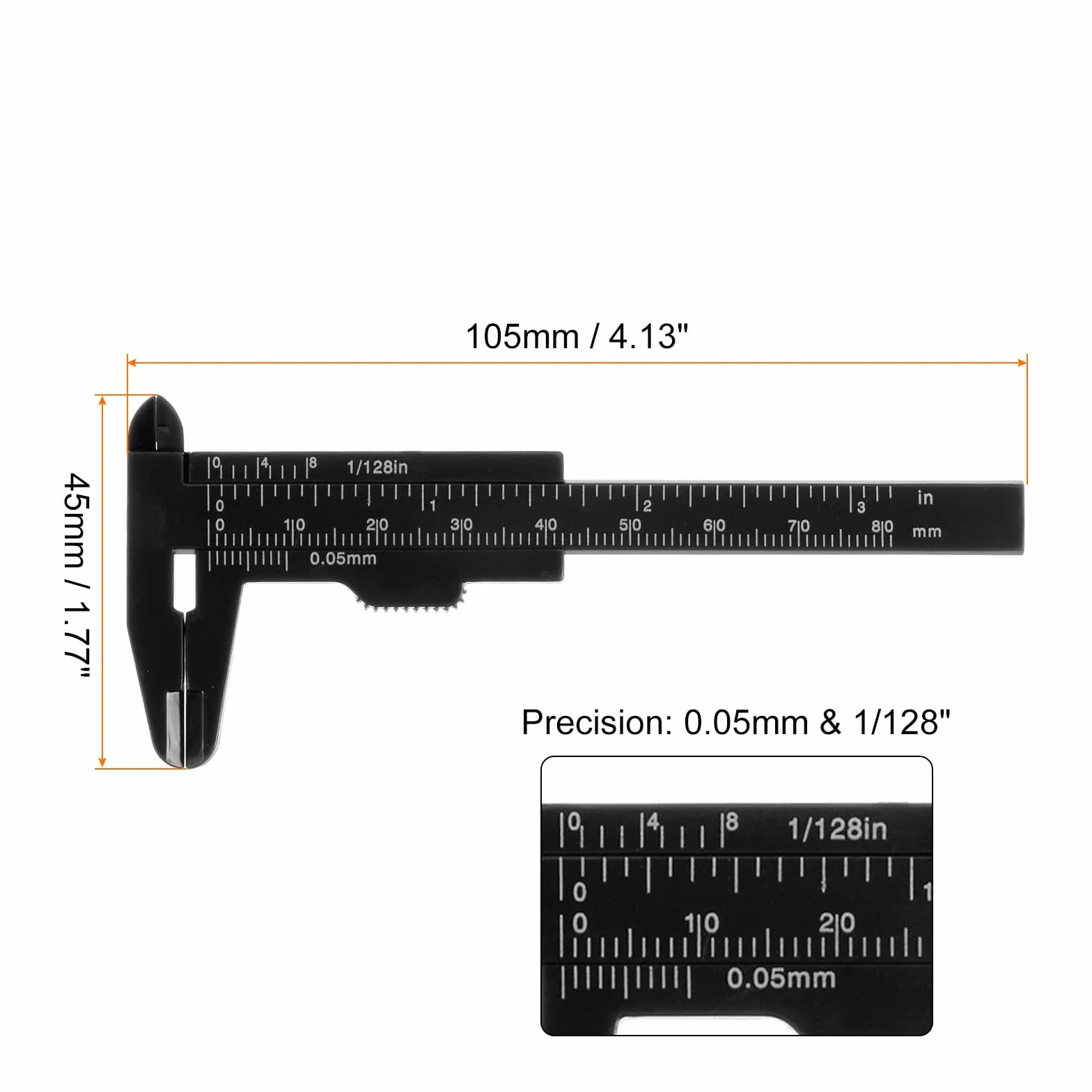 QUARKZMAN 10 szt. mini plastikowa suwmiarka 80 mm 3" suwmiarka przenośna linijka narzędzie pomiarowe (metryczne/cale) czarna