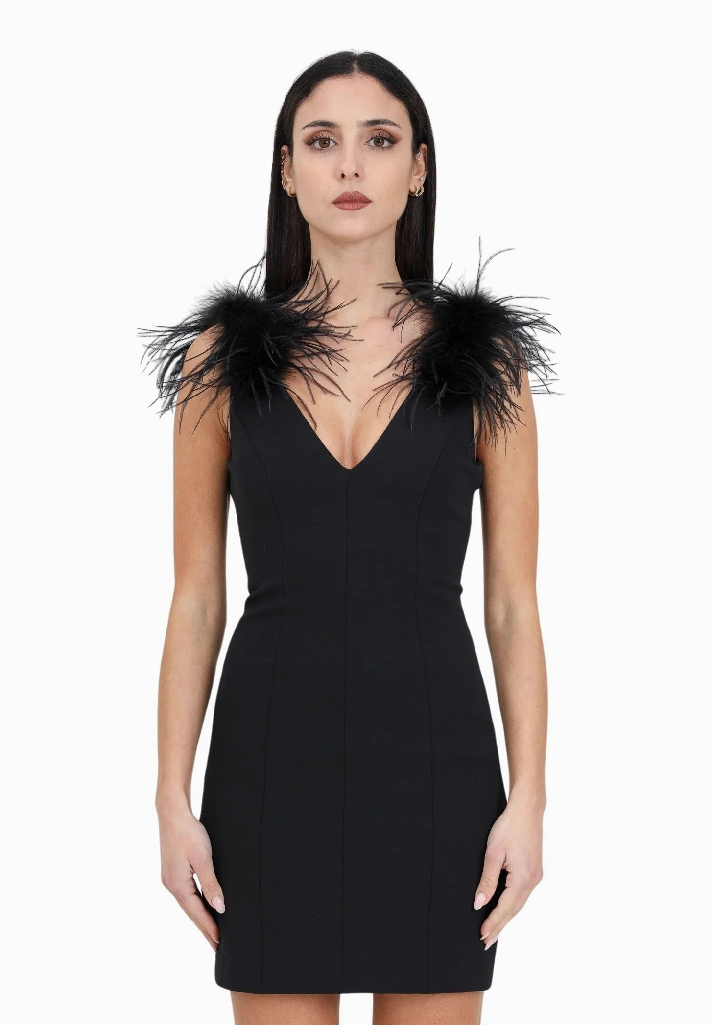Pinko Sukienka powitalna Kobiety Pica Sukienka Pęknięcia Techniczne Stretch + Pióra