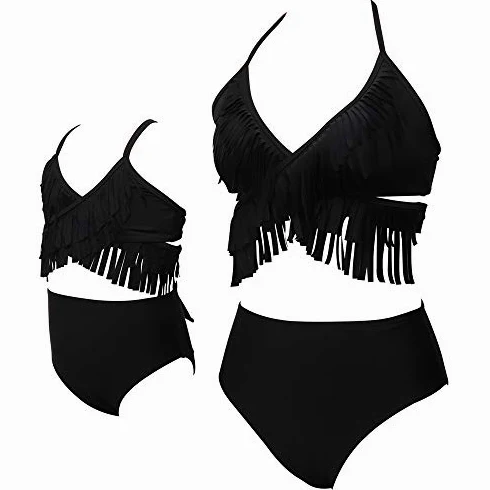 Rodzina Pasujące Sexy Czarne Bikini Set Swimsuit Kobiety Dziewczyny Stroje Kąpielowe Nowa Kobieta Pływanie Kostiumy Kąpi