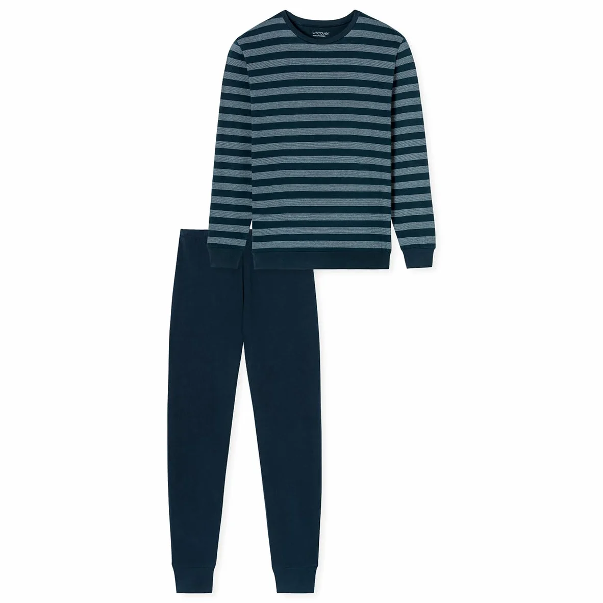 Uncover by Schiesser Herren Schlafanzug Set Shirt und Hose lang mit Bündchen - Nachtwäsche