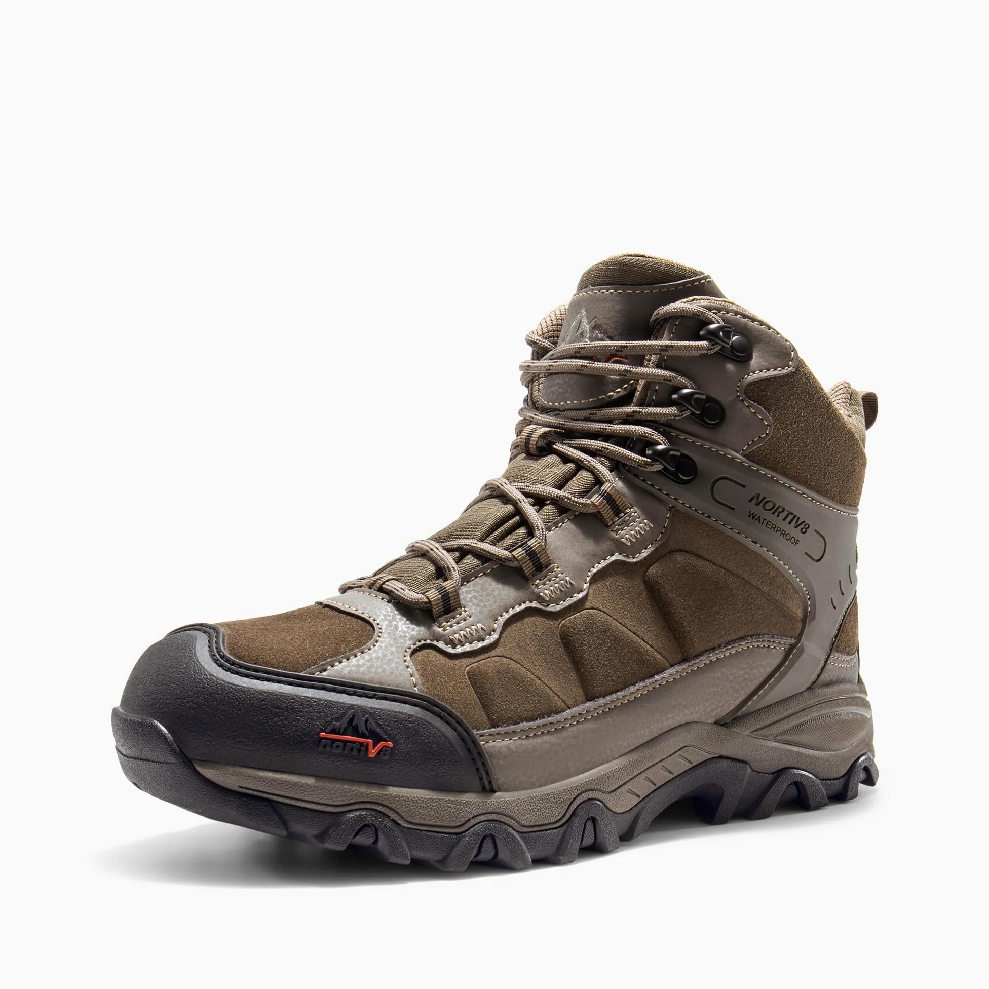 NORTIV 8 Męskie wodoodporne lekkie buty trekkingowe, Kawa, 9 UK Wide | Mid Top zamszowe buty trekkingowe do trekkingu na świeżym powietrzu, kempingu i wspinaczki górskiej
