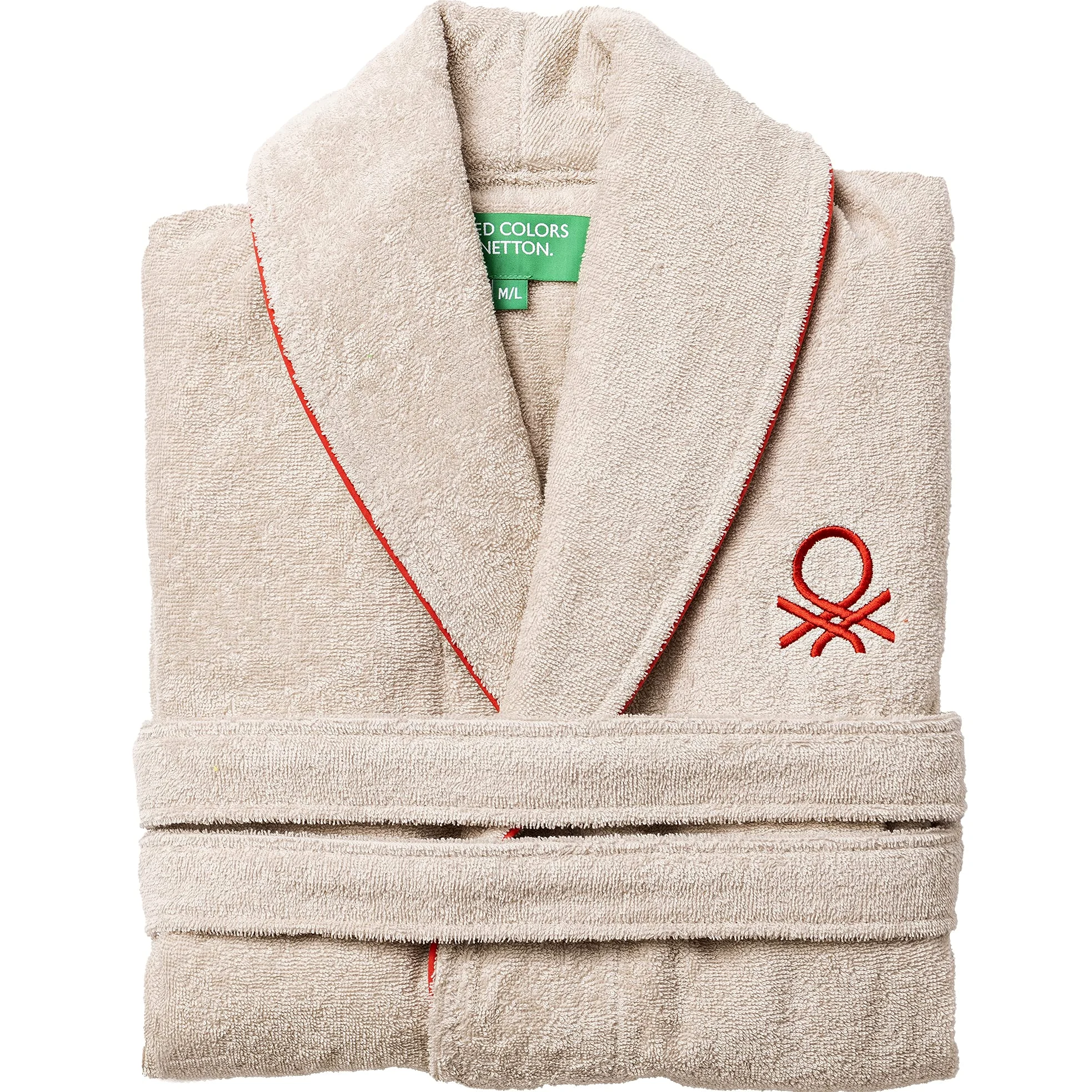 UNITED COLORS OF BENETTON. Szlafrok unisex męski lub damski 360gsm 100% bawełna, kremowy, Kremowy, L-XL